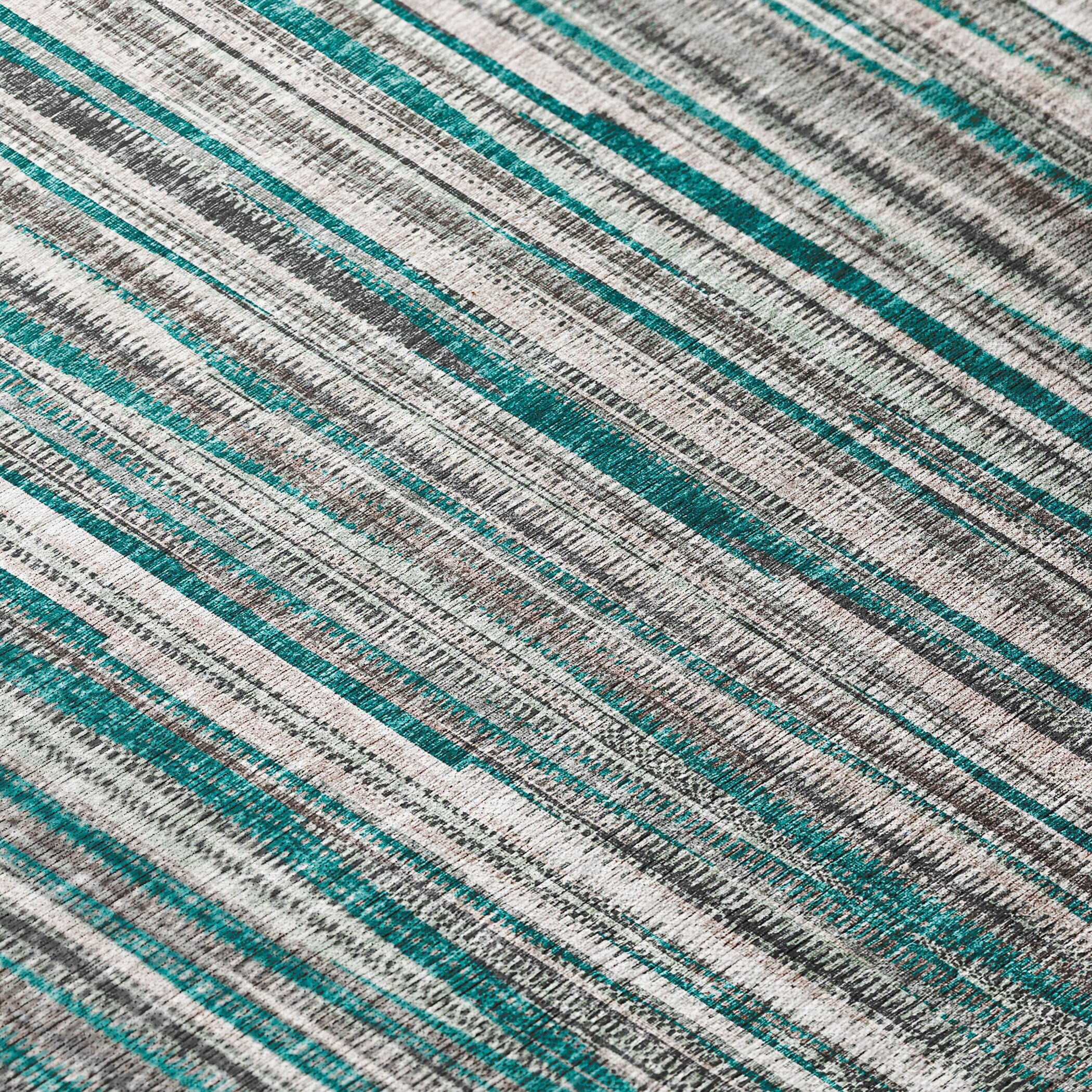 Peacock Stripe Flat Woven Round Synthetic Rug, 8' x 8'