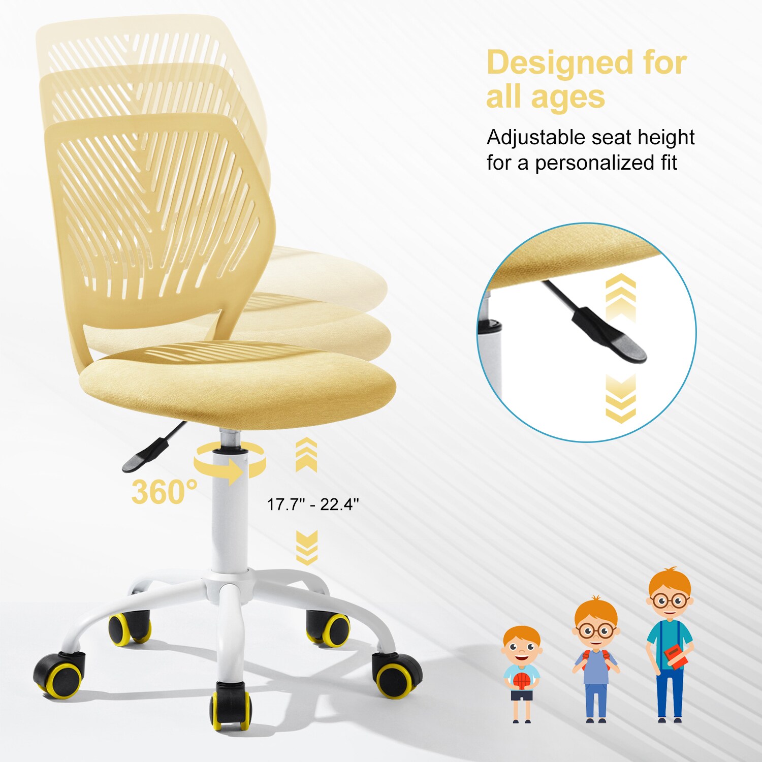 Homy Casa CARNATION YELLOW Office-Chairs - View #5
