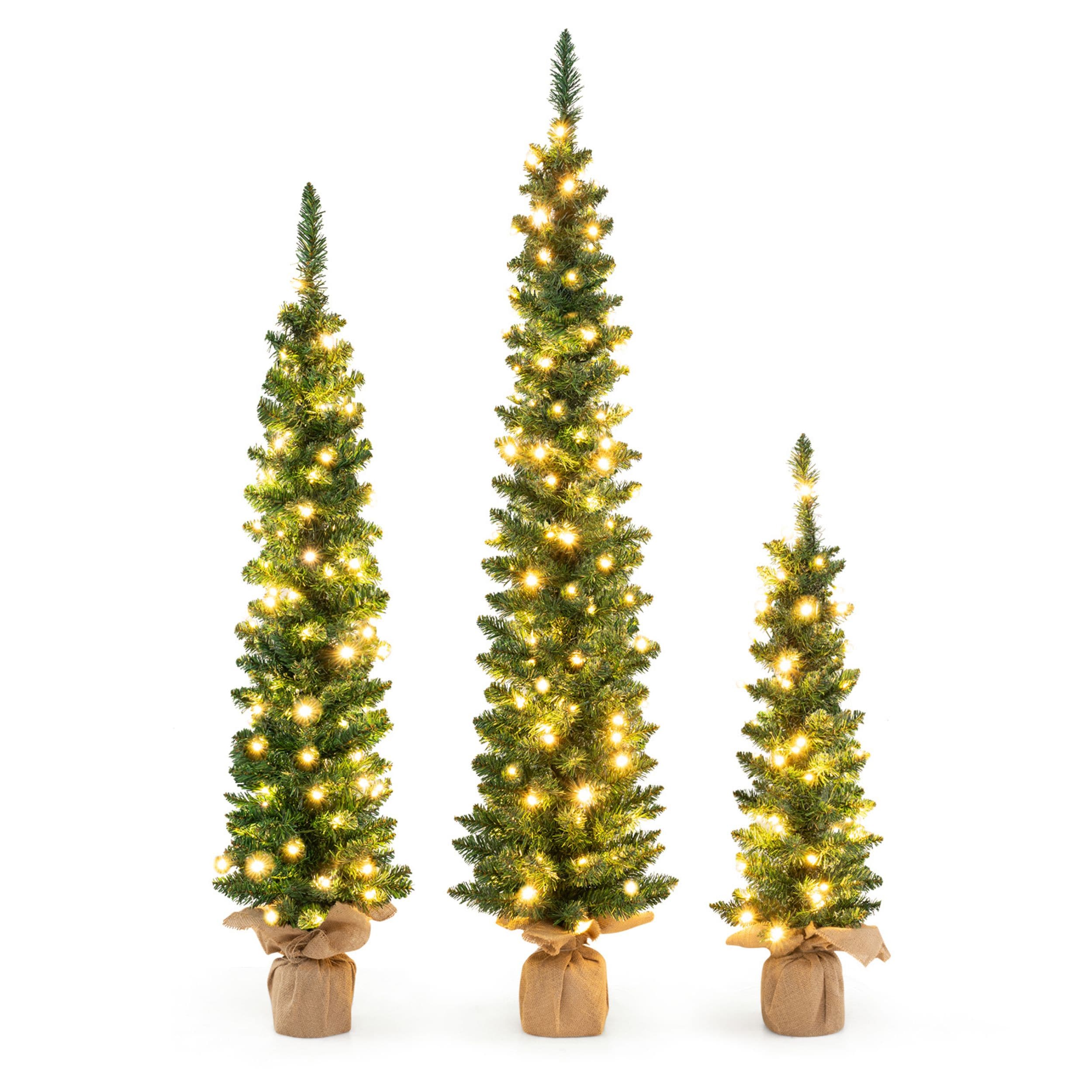 LIVIZA HYZ25003US 5-ft Pre-lit Slim Artificial Christmas Tree with Yellow LED Lights