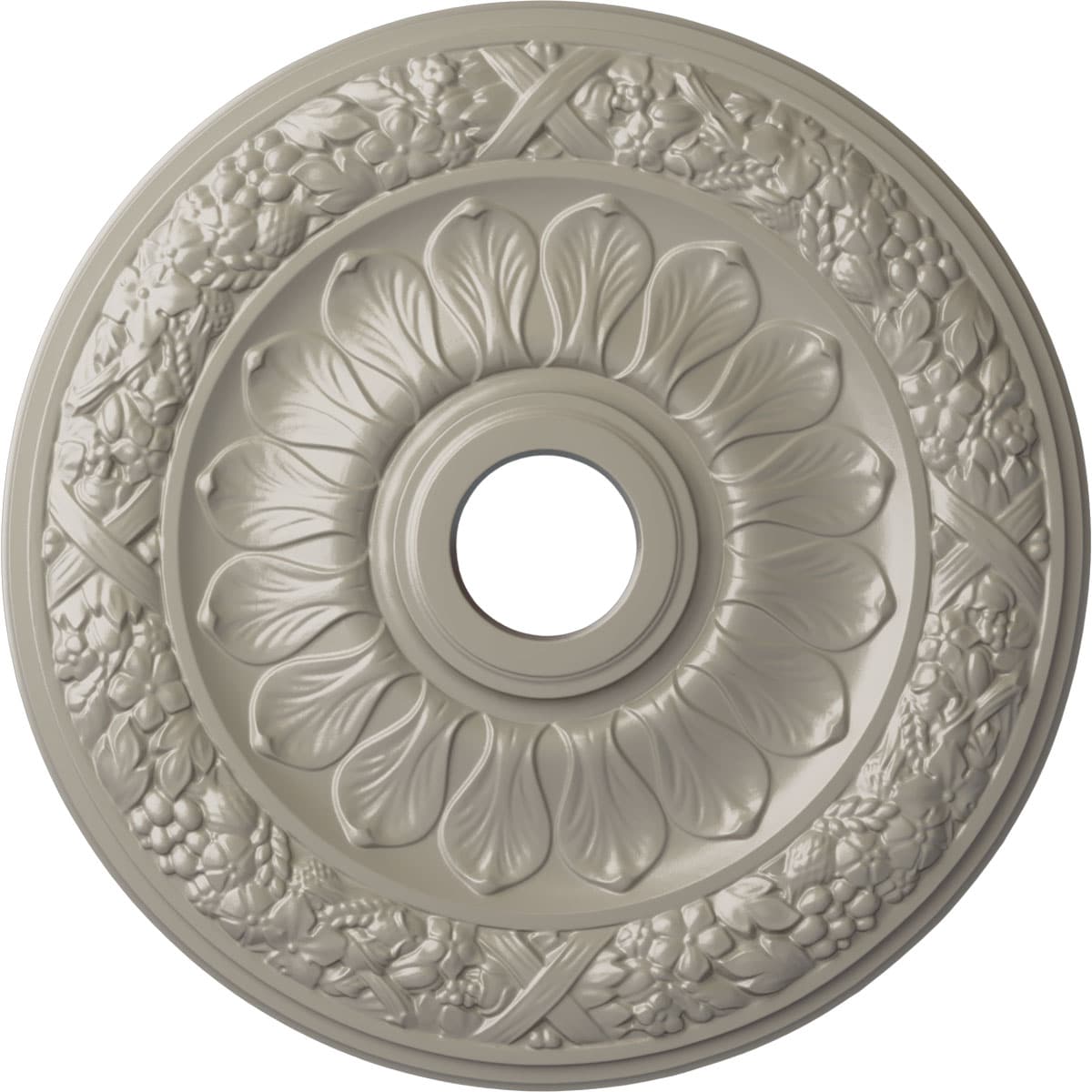 Ekena Millwork CM24SWPWS Swindon 24-in W x 24-in L Pearl White Polyurethane Ceiling Medallion