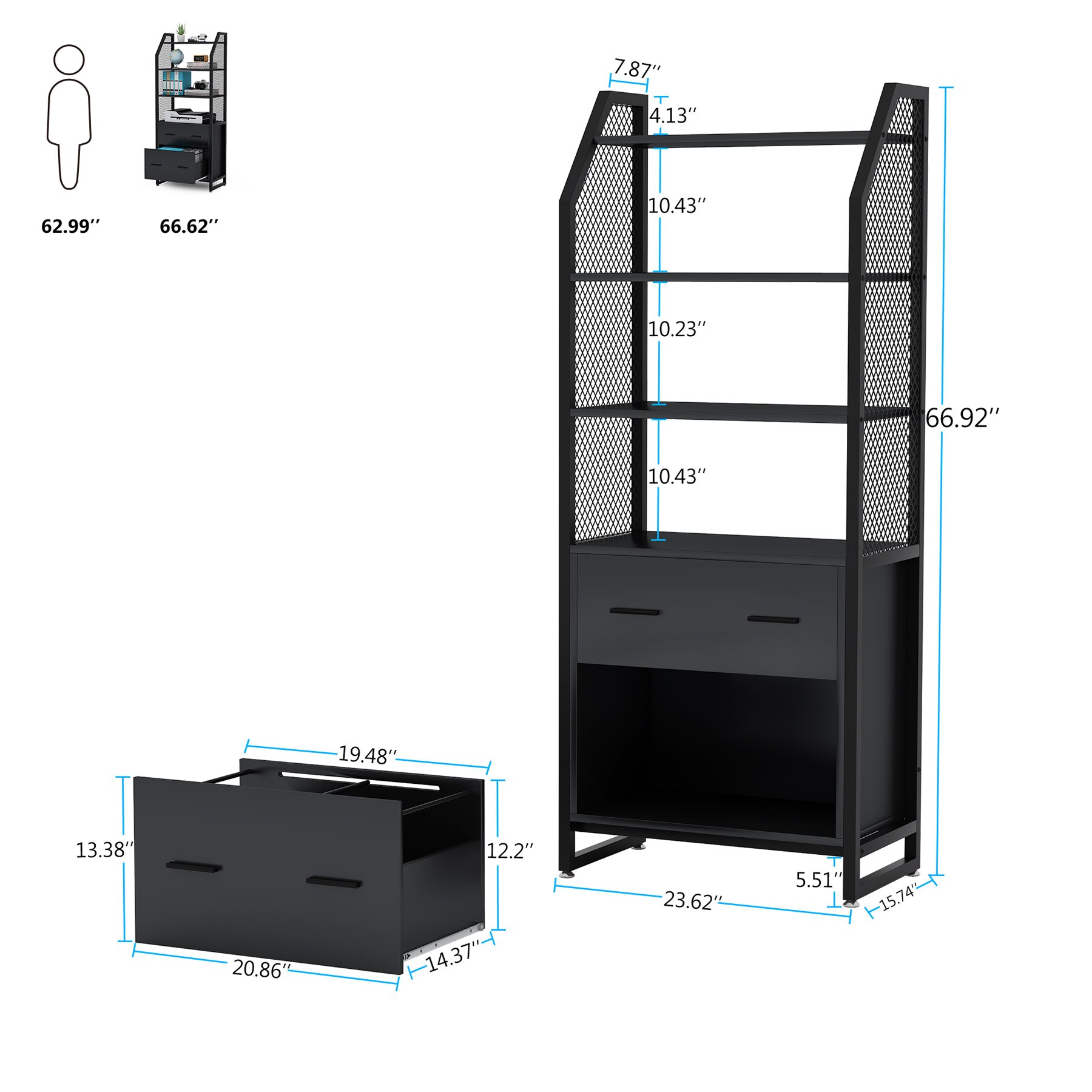 Tribesigns 2 drawer vertical file deals cabinet with lock & bookshelf