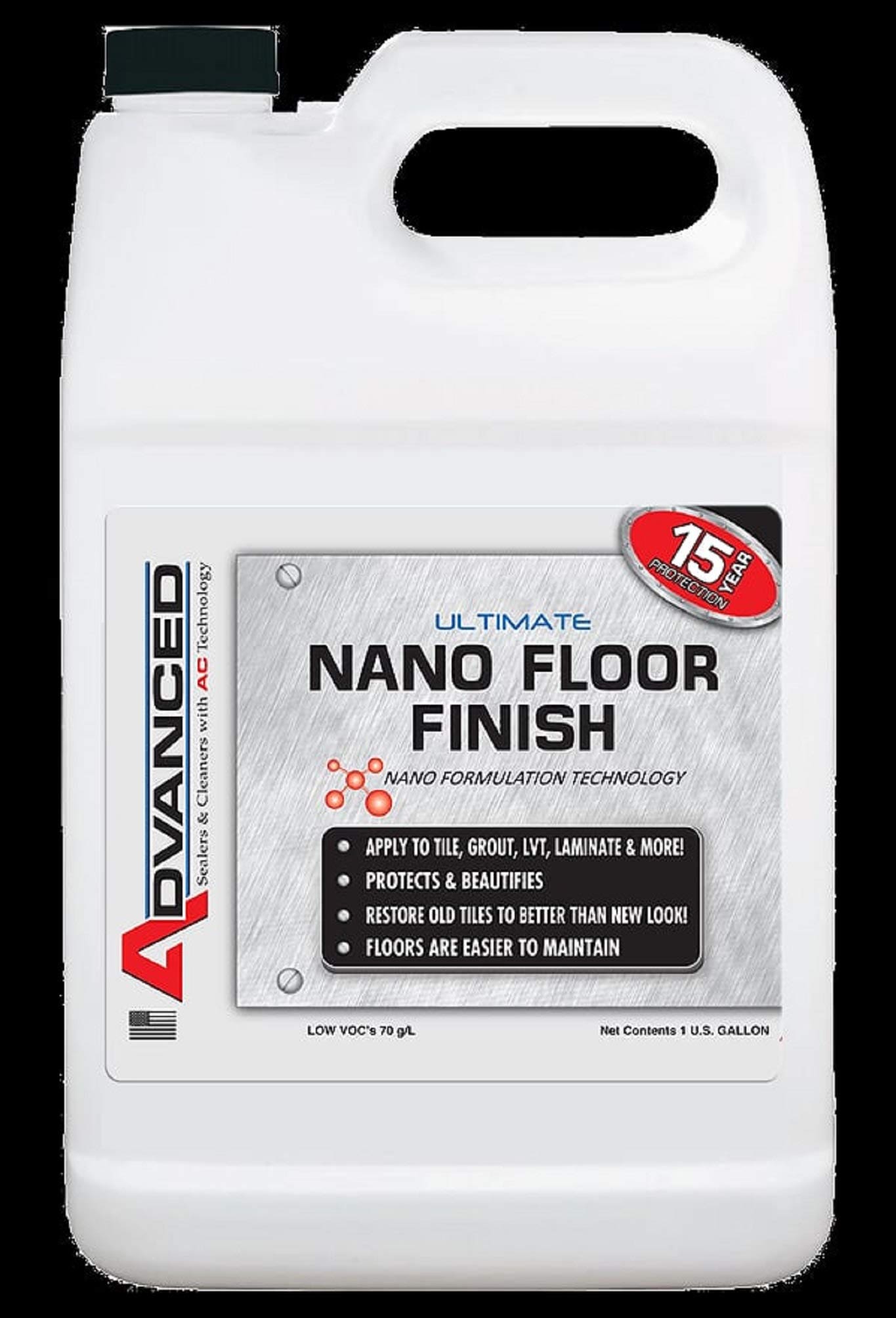 ADVANCED ULTIMATE NANO FLOOR FINISH with NANO FORMULATION TECHNOLOGY - Ceramic Porcelain Tile Vinyl LVT Hardwood and Laminate Flooring Sealer and Rejuvenator (Gallon) #SFP-AC06-7689