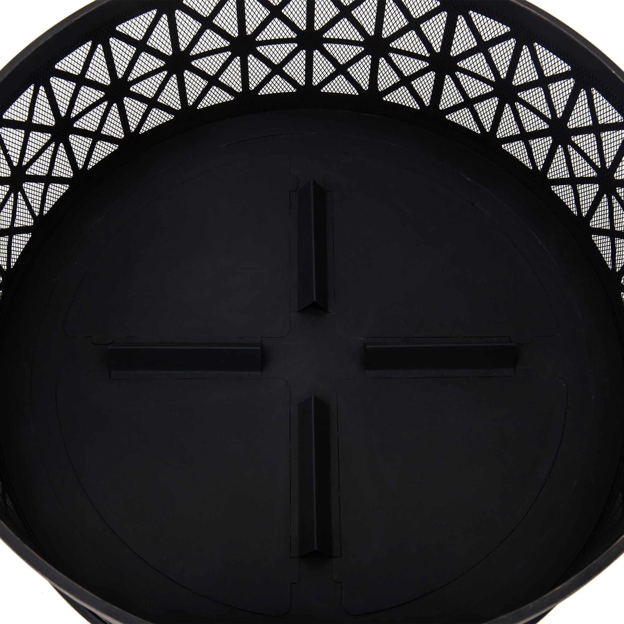 30 Inch Black Steel Outdoor Fire Pit with Spark Screen and Poker