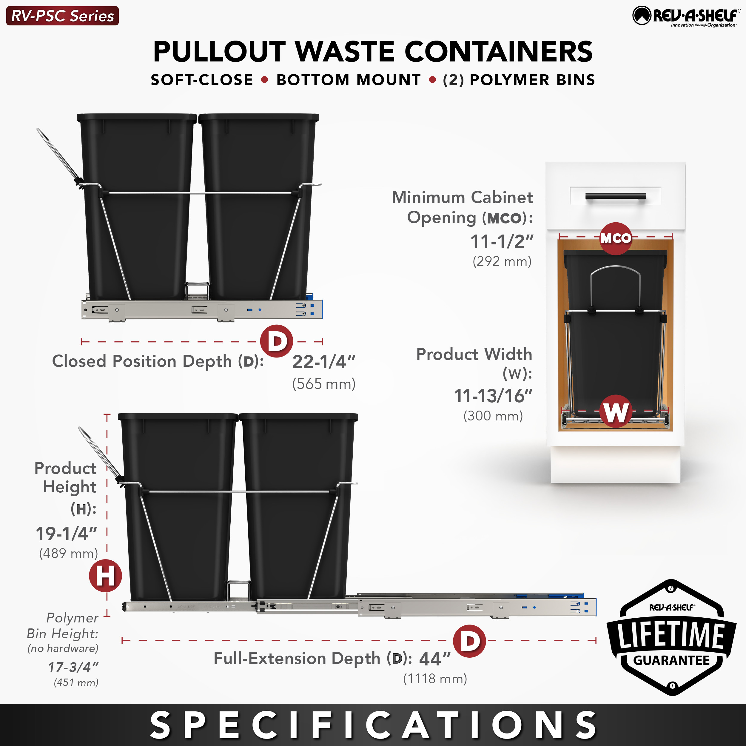Rev-A-Shelf RV-15PSC-18-5 Pullout-Trash-Cans - View #14