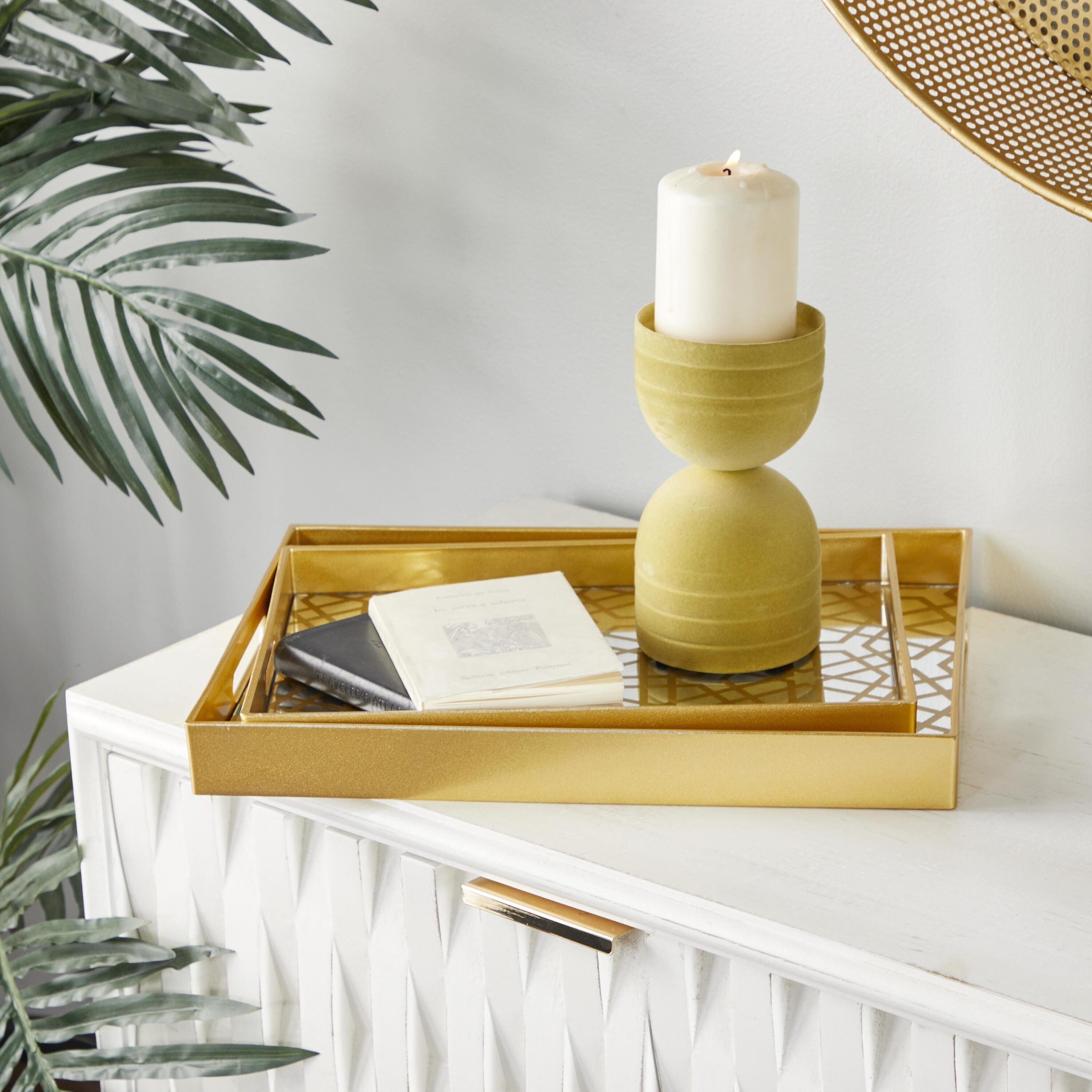 Grayson Lane 62696 2 -Pack Gold Polypropylene Glam Decorative tray
