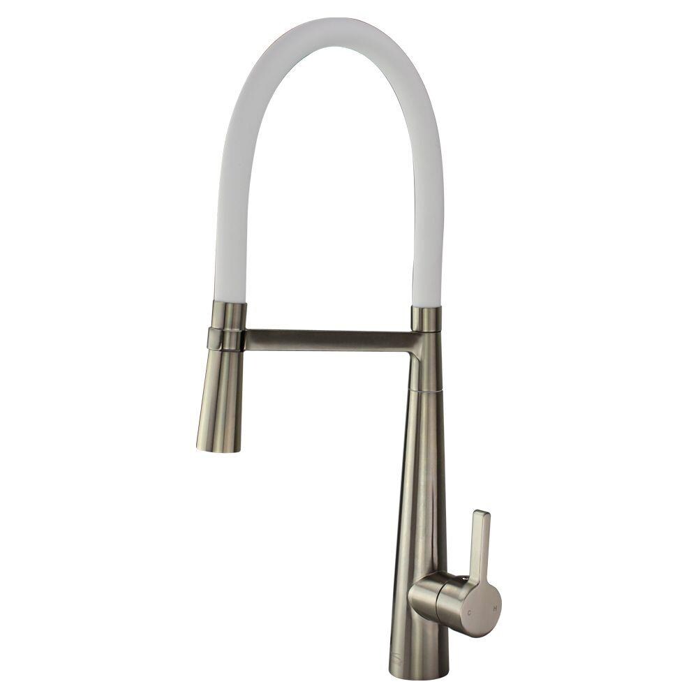 Transolid T3560-LS-WH Bell'arte Luxe Stainless/White Single Handle Deck-mount Kitchen Faucet with Sprayer