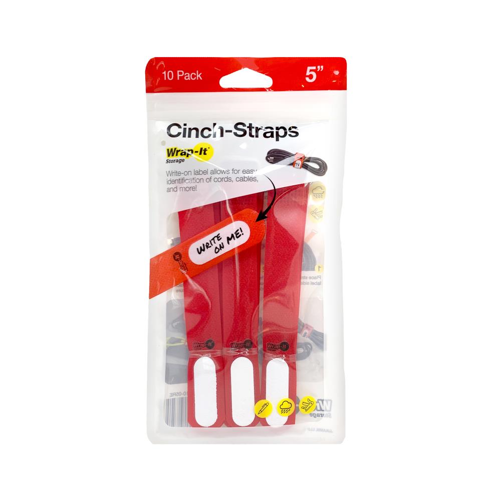 Wrap-It 210-05RE 5-in Red Hook and Loop Fastener (10-Pack)