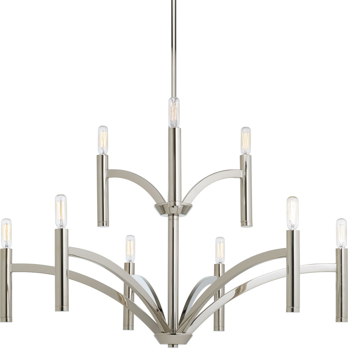 Progress Lighting P4719-104 Draper 9-Light Polished Nickel Transitional Dry Rated Chandelier