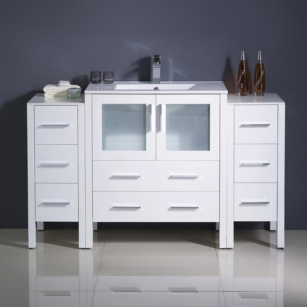 Fresca FCB62-123012WH-I Torino 54-in White Single sink Bathroom Vanity with White Ceramic Top