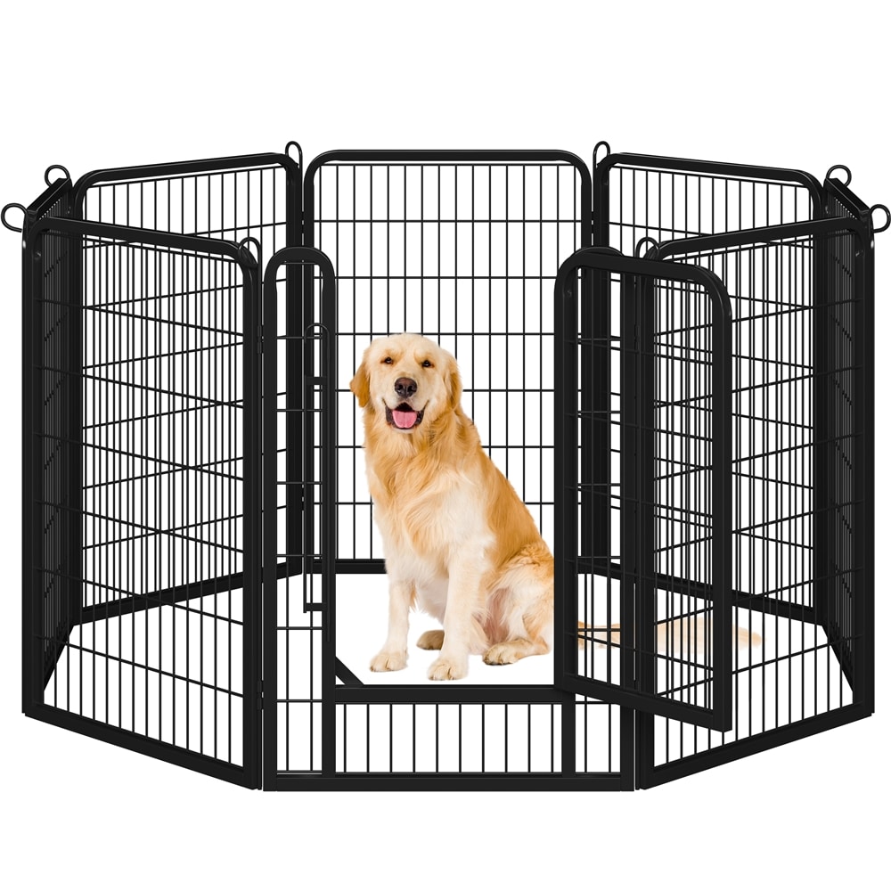 Yaheetech Black 8Panels 40inch Dog Playpen Panels Dog Cat Exercise Barrier