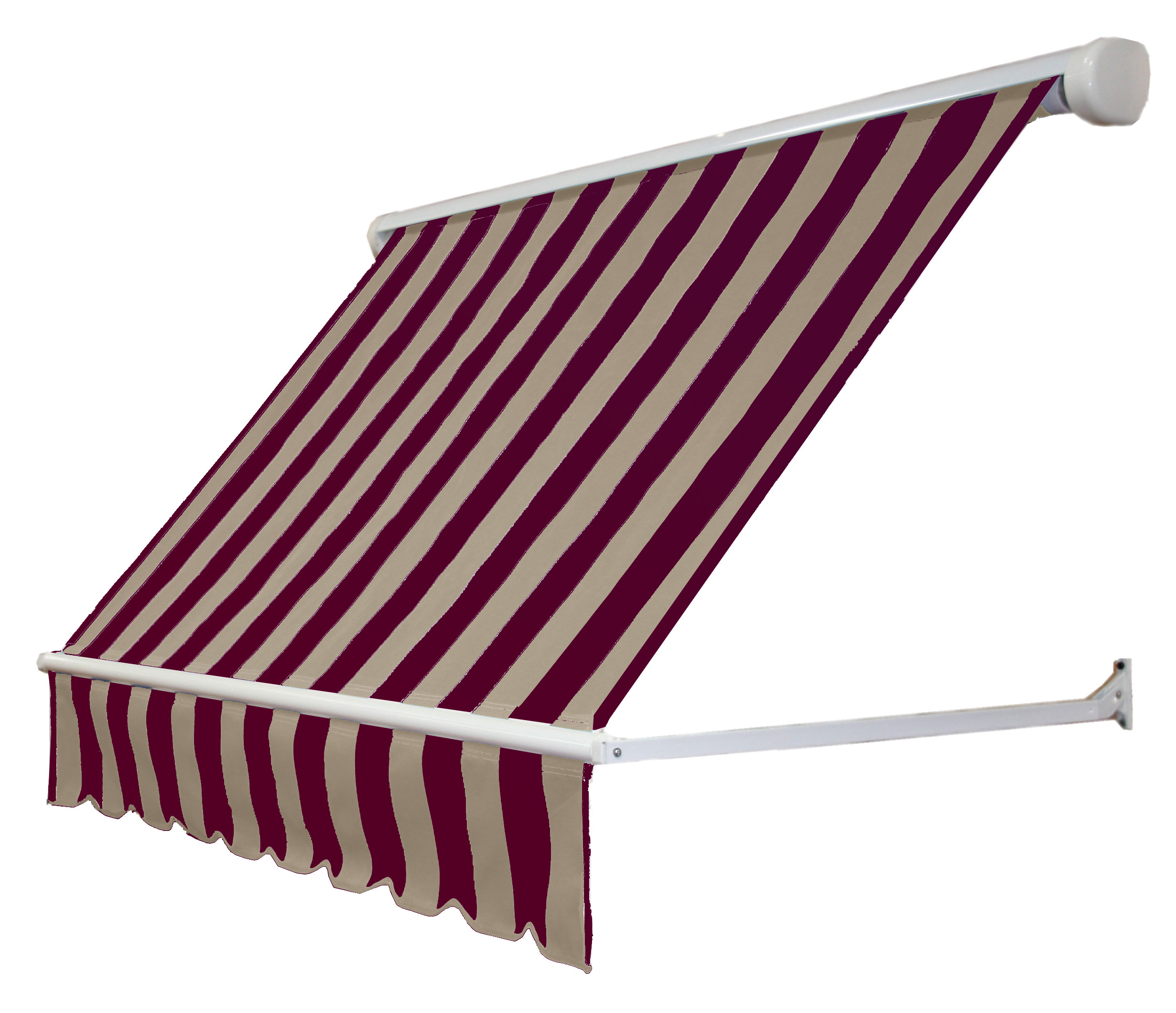 Awntech MS6-L-BT Mesa 76.5-in Wide x 24.0-in Projection x 24.0-in Height Fabric Burgundy/Tan Striped Manual Retractable Window/Door Awning