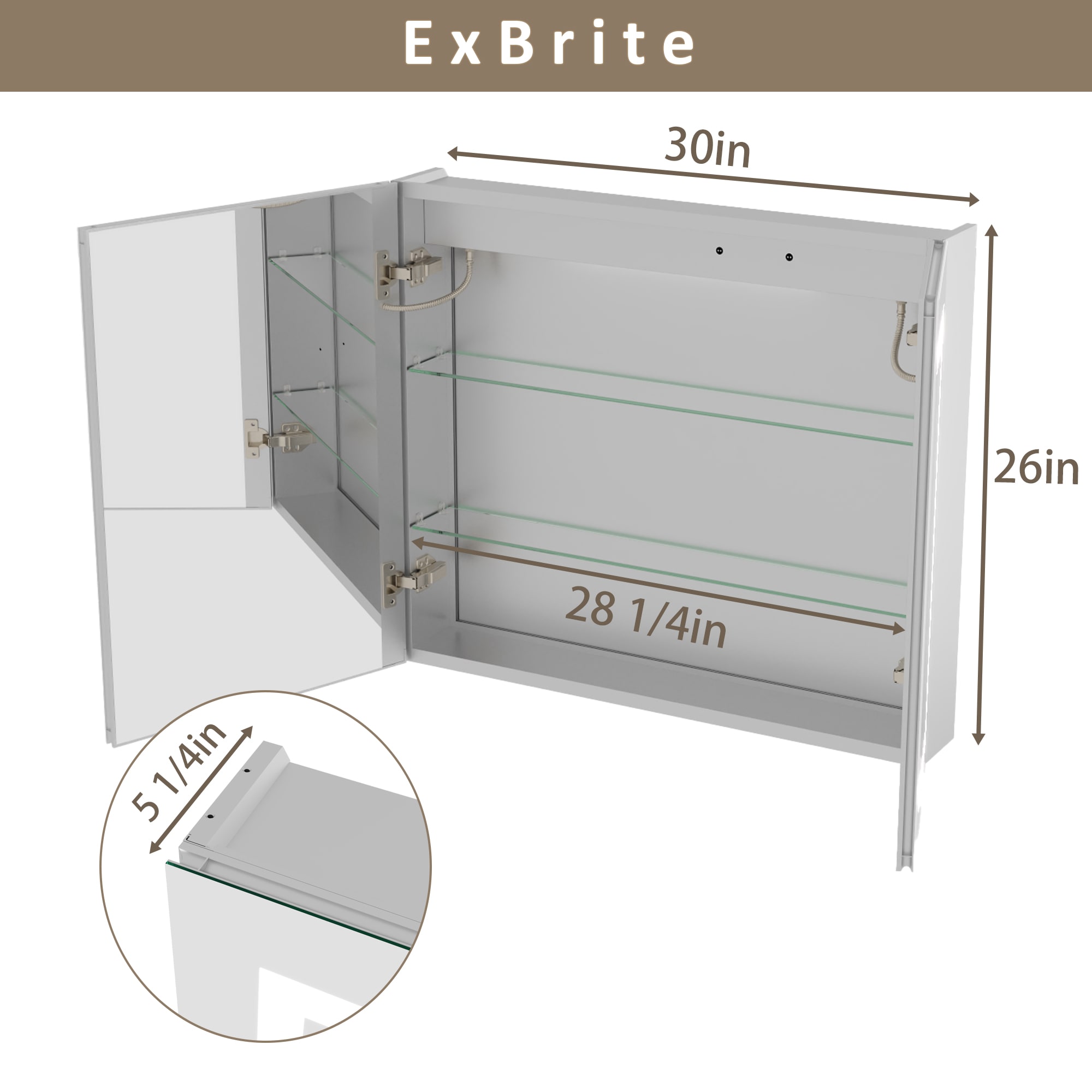 ExBrite LWSDHMC3026V3 Bathroom-Medicine-Cabinets - View #3