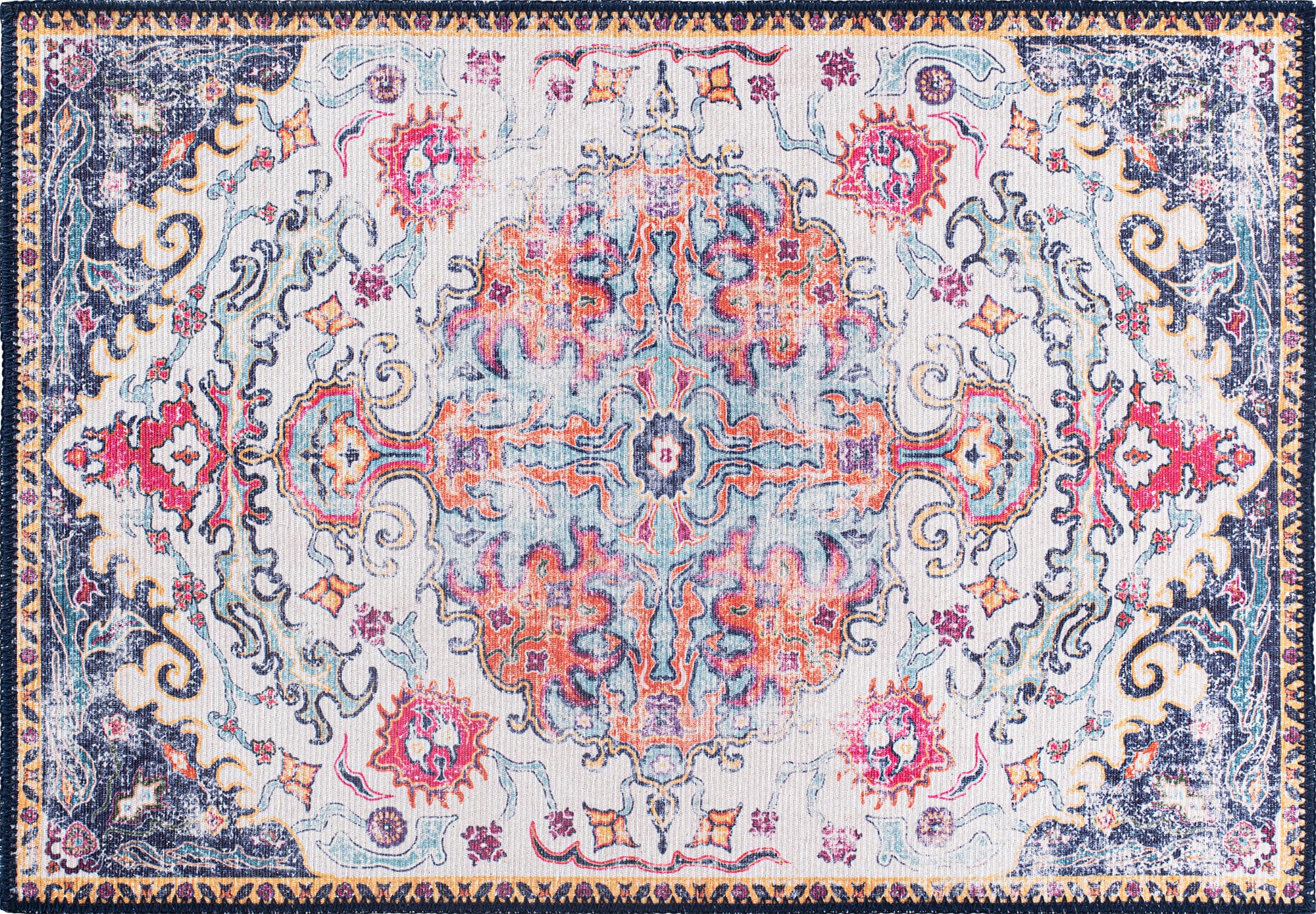 World Rug Gallery 5051MULTI2X3 Somerville 2 x 3 (ft) Loomed Polyester Multi Rectangular Indoor Medallion Bohemian/Eclectic Machine washable Area rug