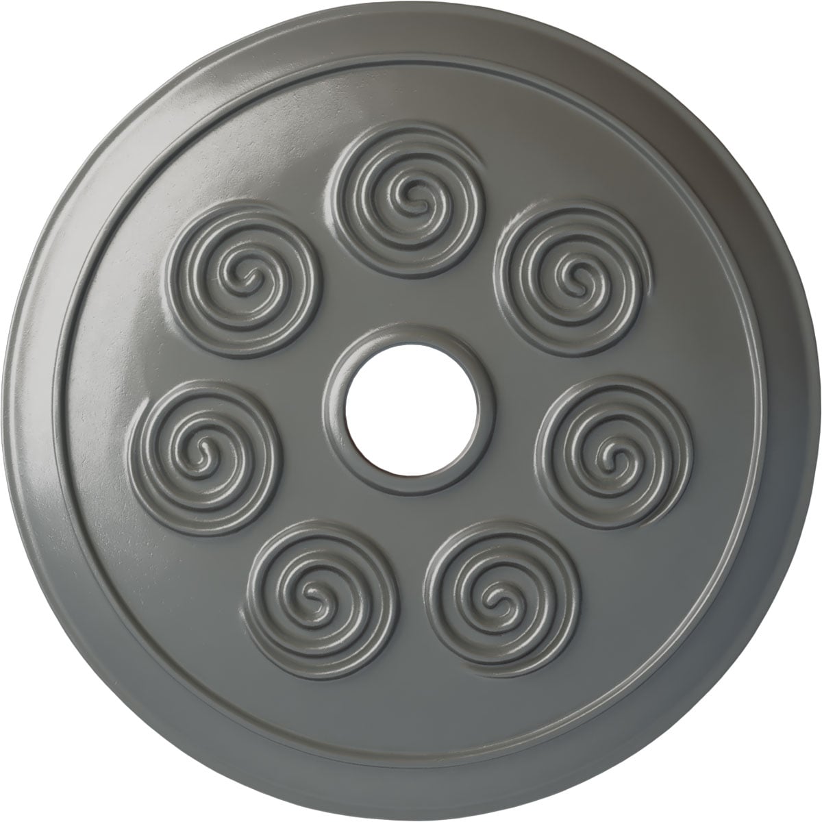 Ekena Millwork CM25SPSLS Spiral 25.25-in W x 25.25-in L Painted Silver Polyurethane Whole Ceiling Medallion