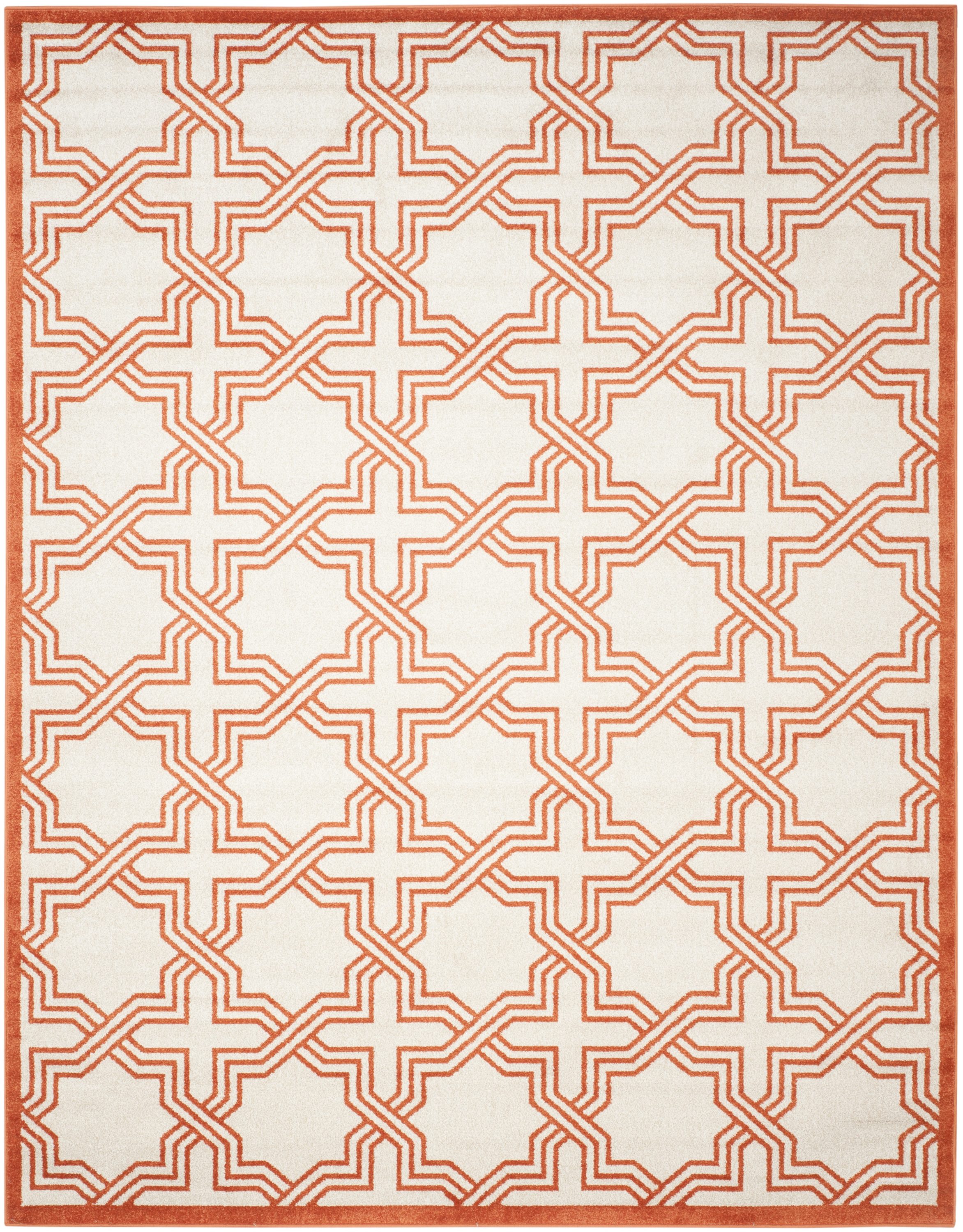 Safavieh AMT413F-8 Amherst Marco 8 x 10 (ft) Loomed Synthetic Ivory/Orange Rectangular Indoor/Outdoor Geometric Farmhouse/Cottage Area rug