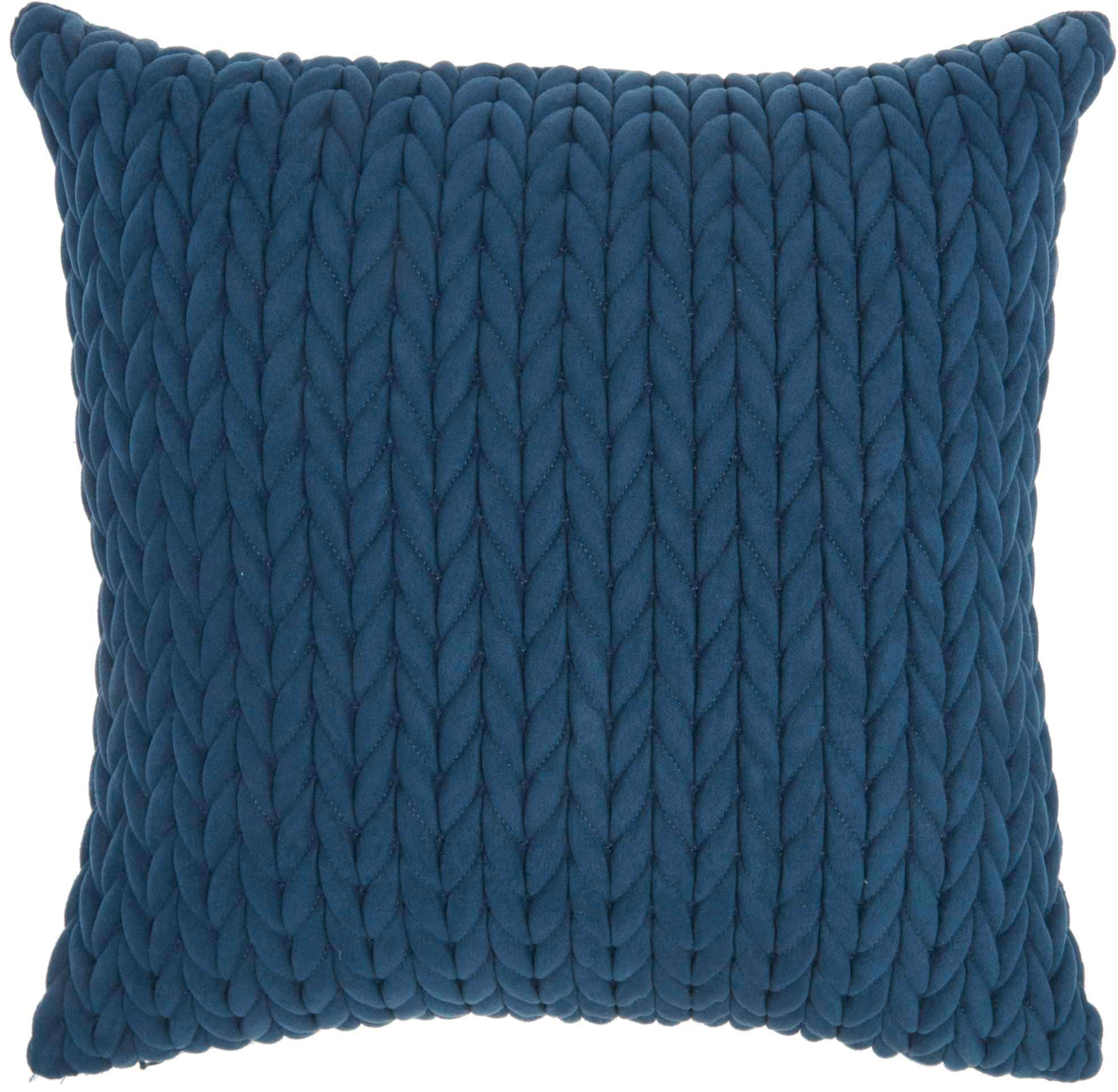 Mina Victory Life Styles Cotton Knitted 18x18 Indoor Throw Pillows Set of 2 Navy