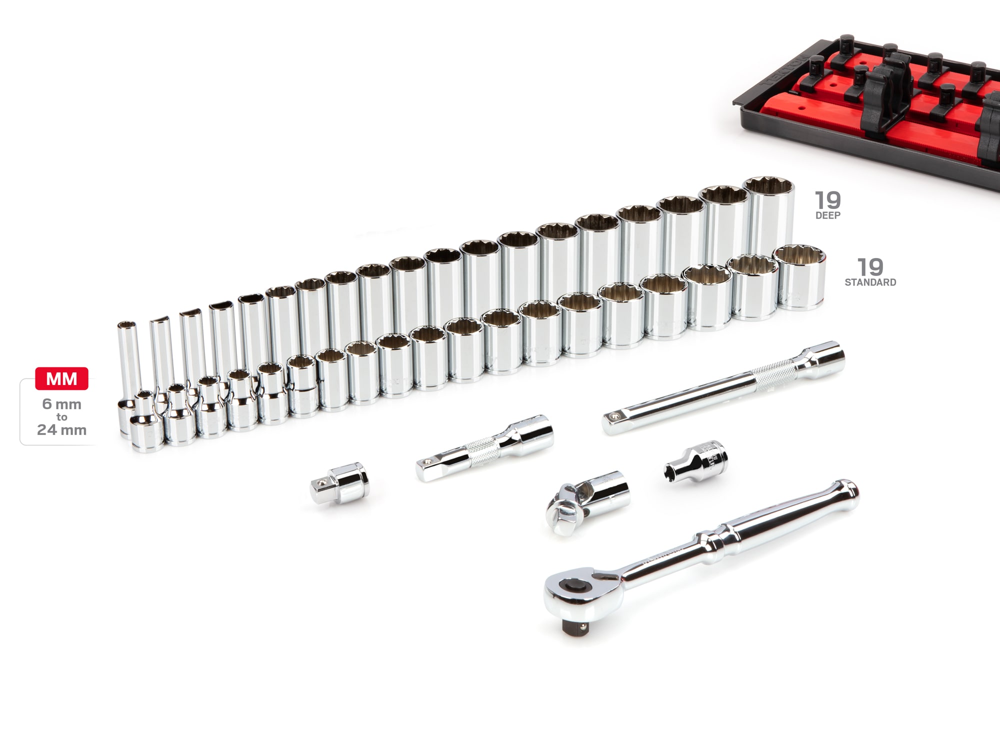 TEKTON 3/8-in Drive Metric Shallow/Deep Socket Set (44-Pieces) SKT13202 Sansujyuku sansujyuku.com