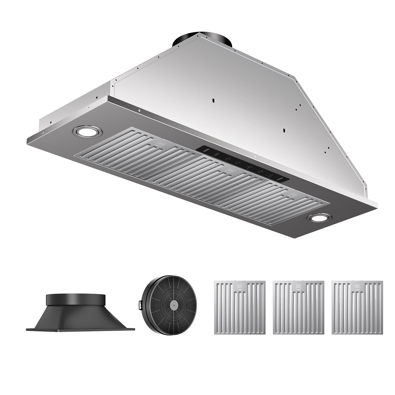 VIKIO INB01SS36 36 inch Ductless 850-CFM Stainless steel Insert Under Cabinet Range Hood with Charcoal Filter