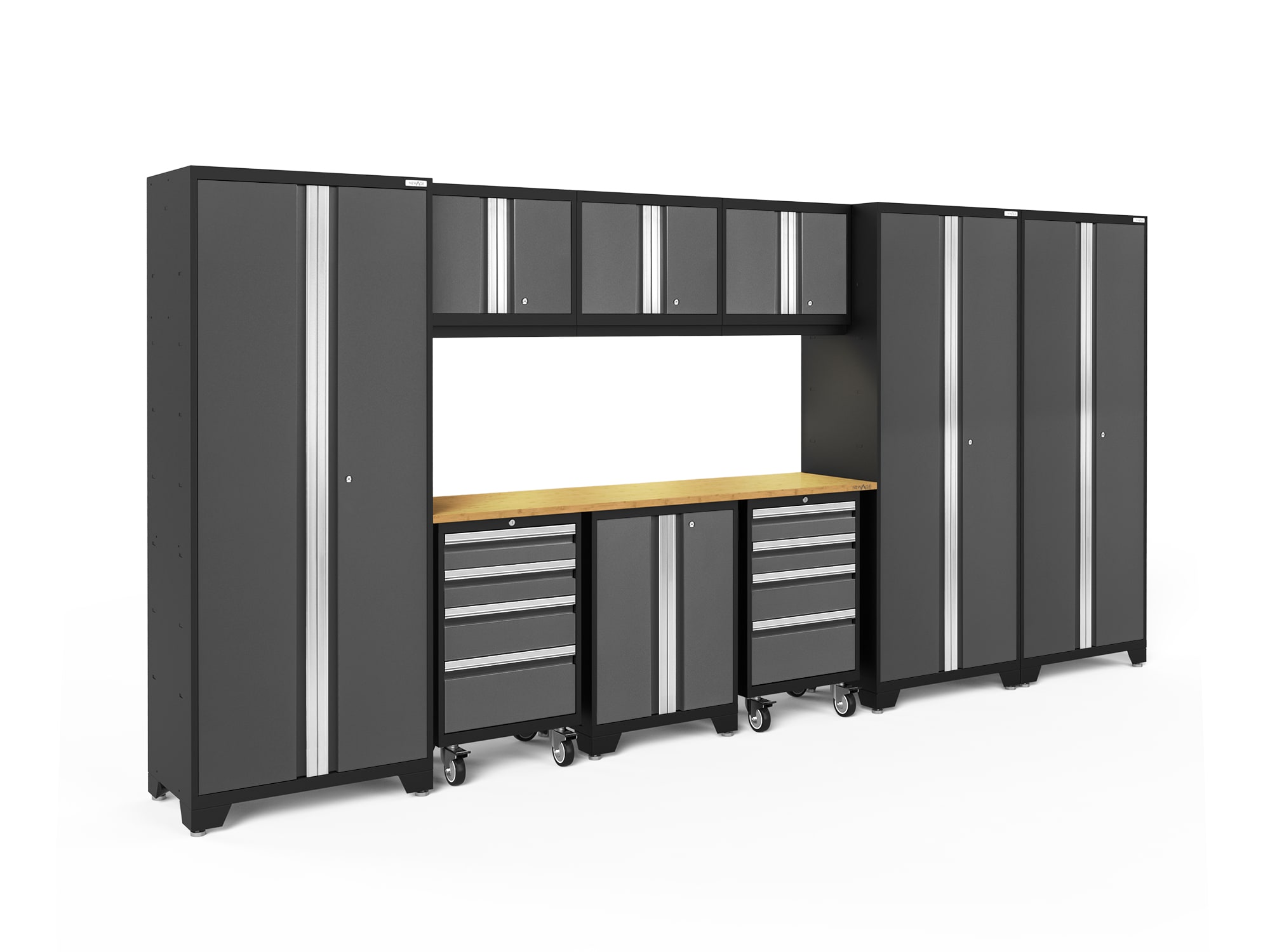 NewAge Products 50434 162.0-in W x 76.75-in H x 18.0-in D 9 -Cabinets Steel Charcoal Gray Garage Storage System