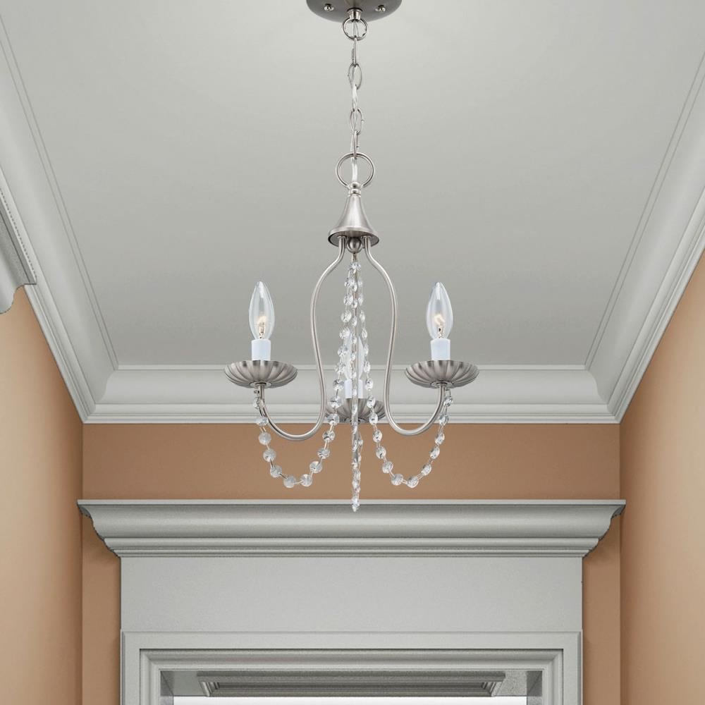 Alessia Brushed Nickel 3-Light Mini Chandelier with Crystal Accents