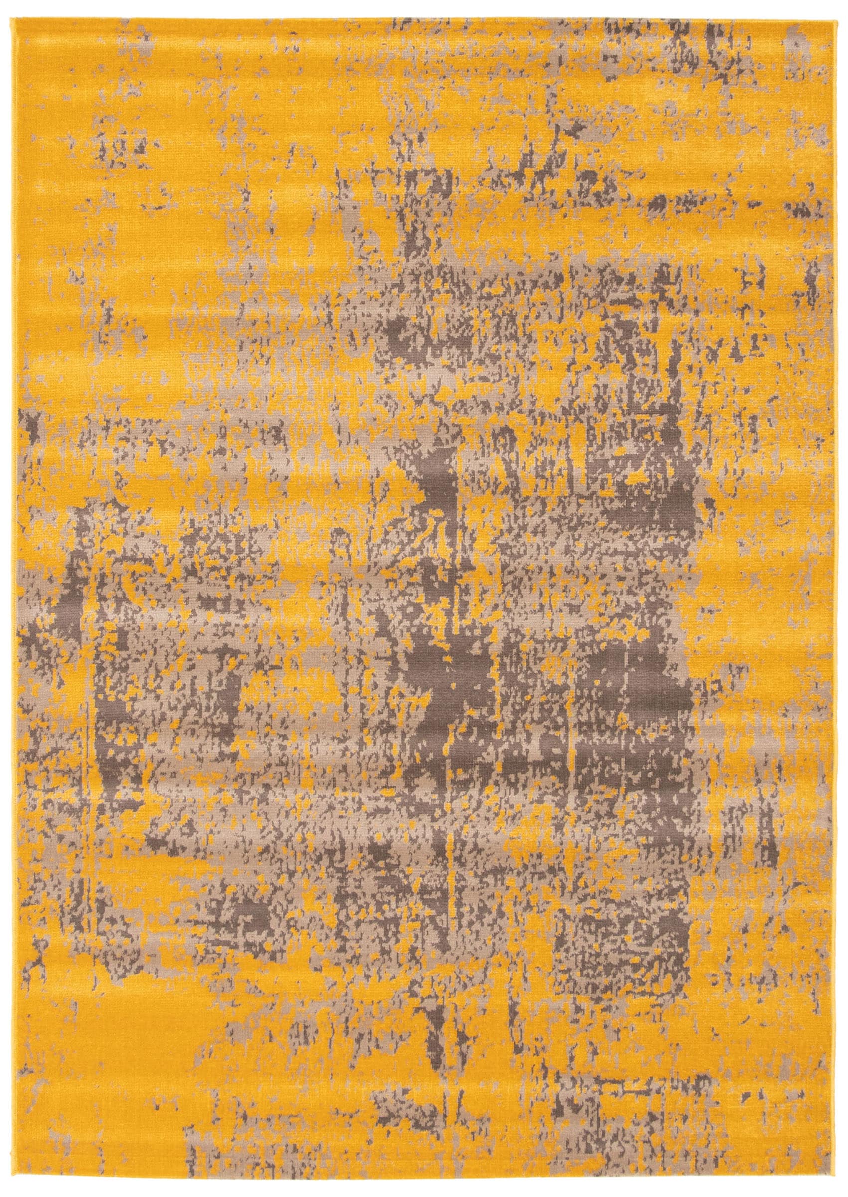 ECARPETGALLERY 351107 Charlotte 3 x 5 (ft) Polypropylene Yellow Rectangular Indoor Distressed/Overdyed Area rug
