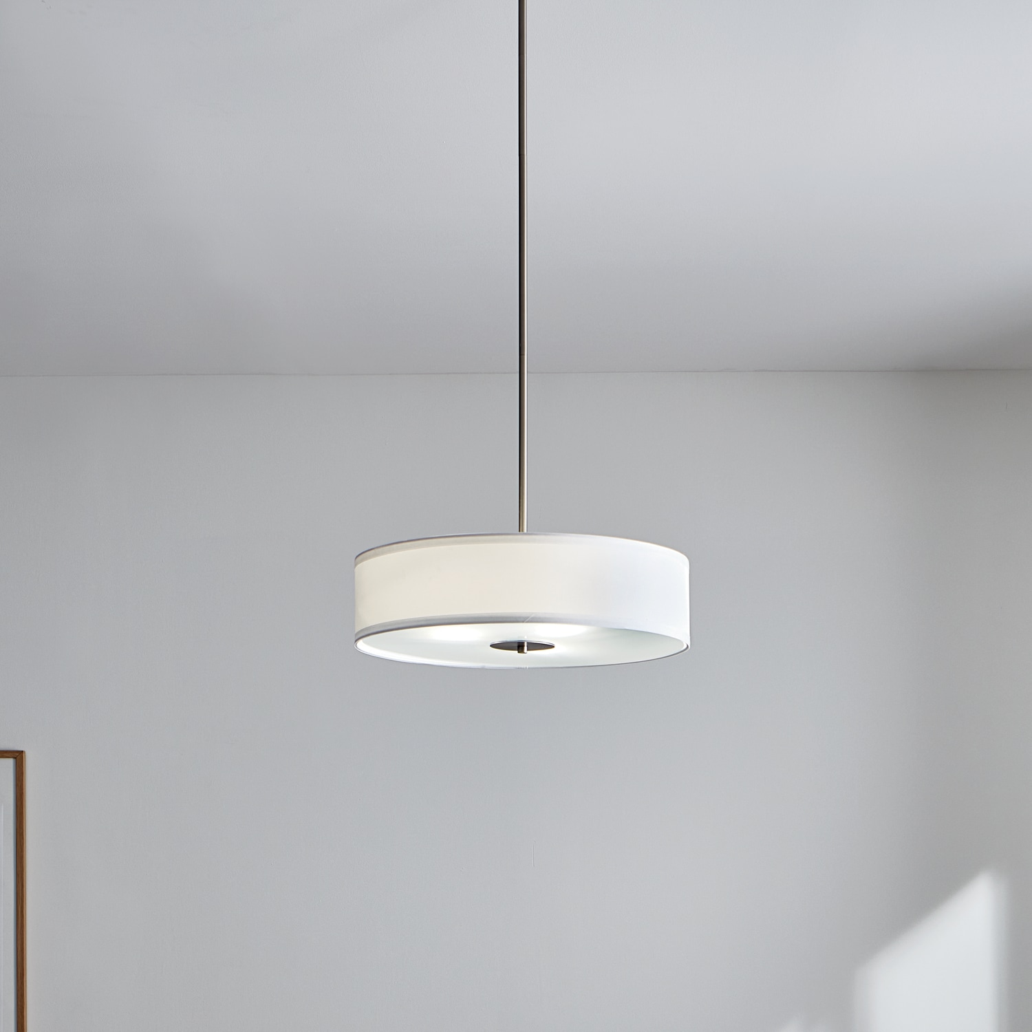 Kichler 42121OZ 3 -Light Olde Bronze Transitional Etched glass Drum Medium Hanging Convertible pendant/Semi-flush