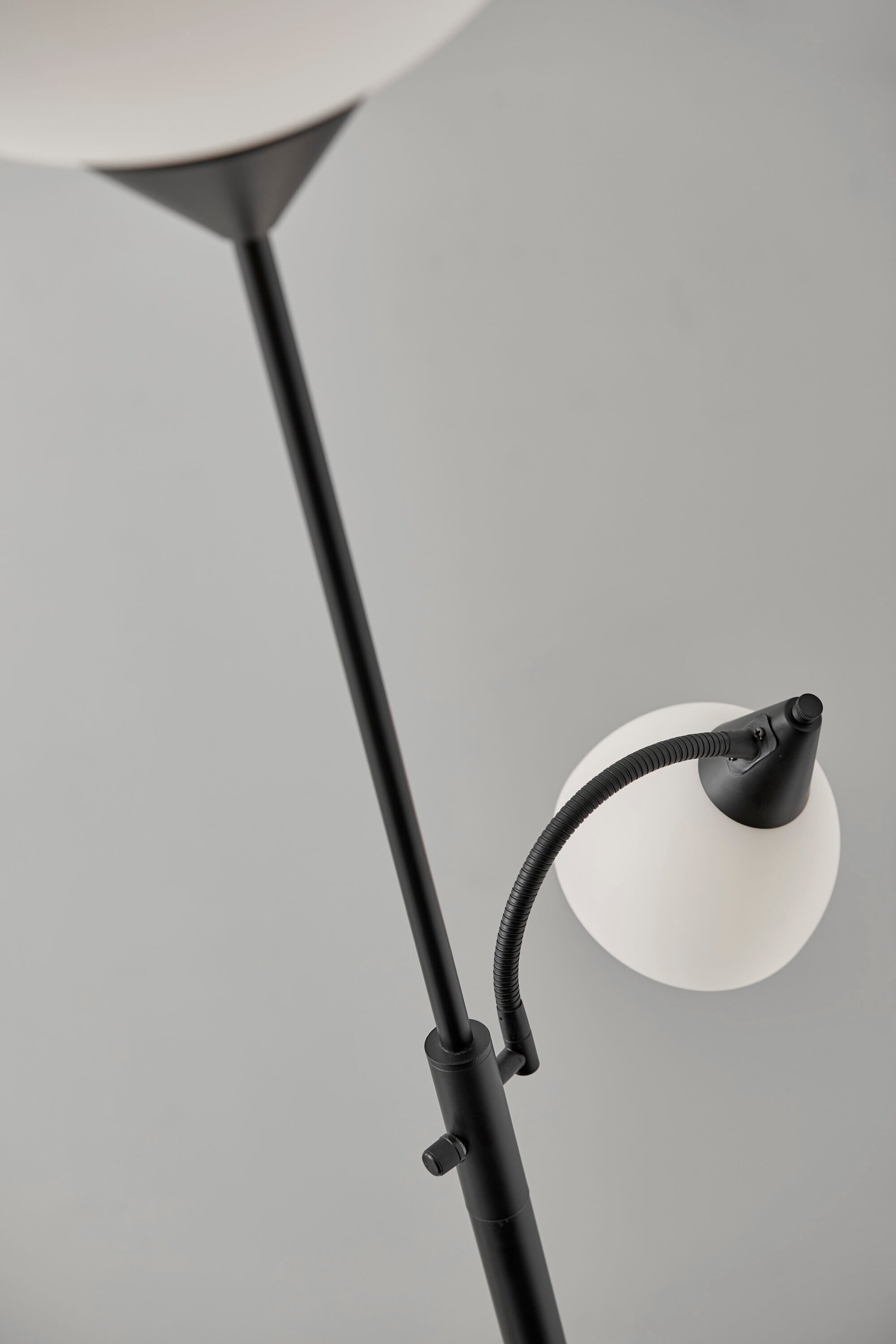 Black Adjustable Torchiere Floor Lamp with Reading Light