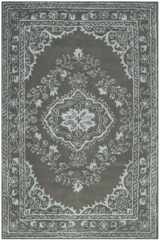 Safavieh GLM533D-4 Glamour Juno 4 x 6 (ft) Tufted Synthetic Dark Gray Rectangular Indoor Floral/Botanical Vintage Area rug