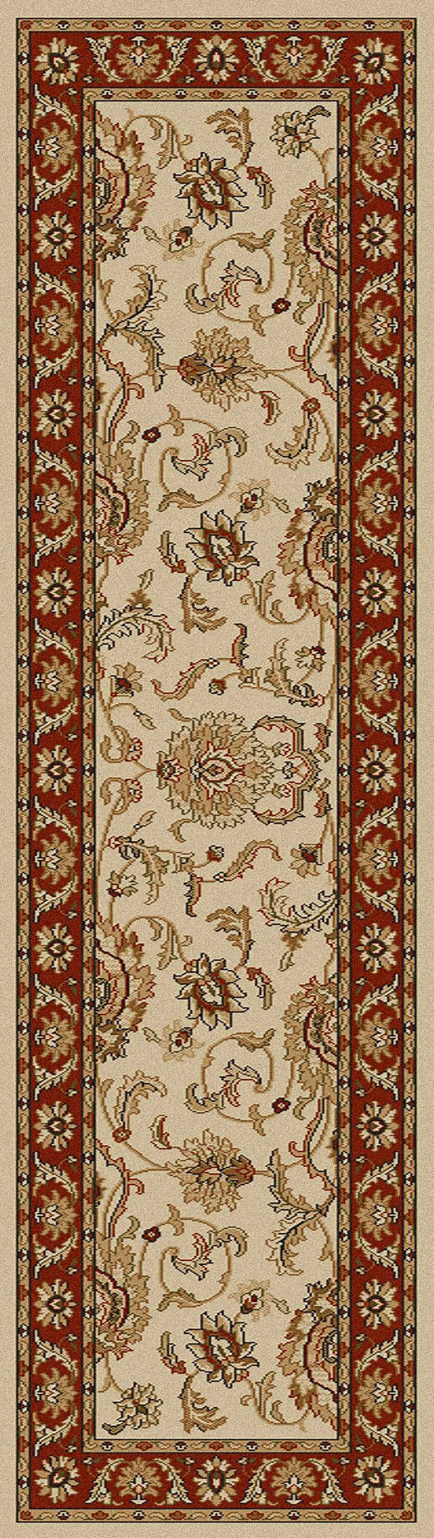 Como Ivory Floral Easy-Care Synthetic Runner Rug 2' x 8'