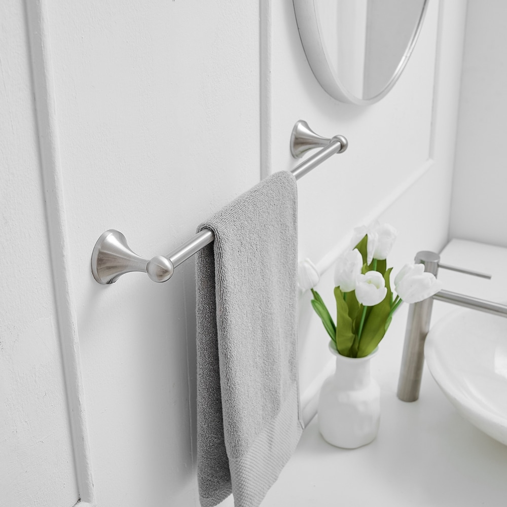 BWE 18-in Brushed Nickel Wall Mount Single Towel Bar in the Towel Bars ...