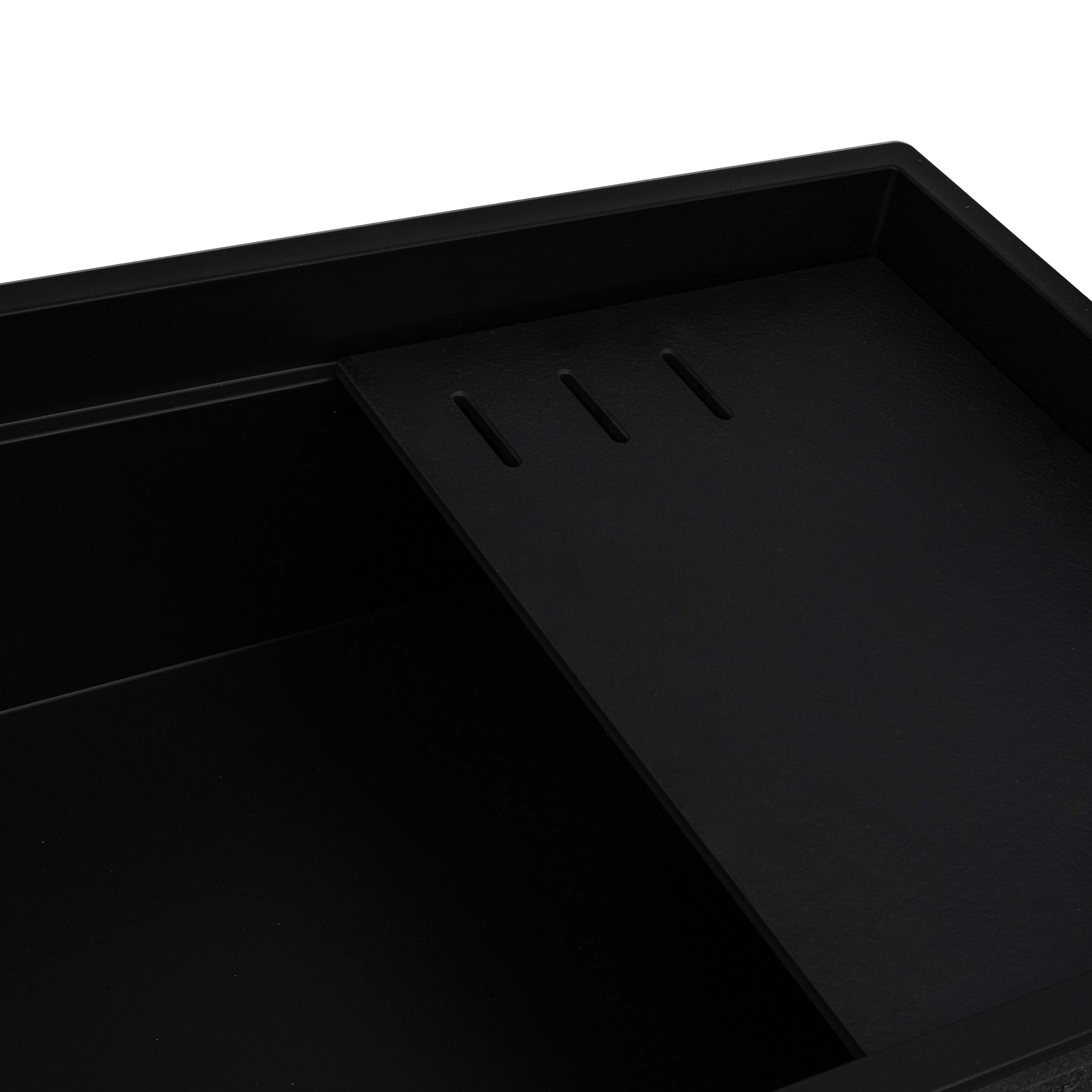Black Granite Composite Drop-In Kitchen Sink with Drainboard