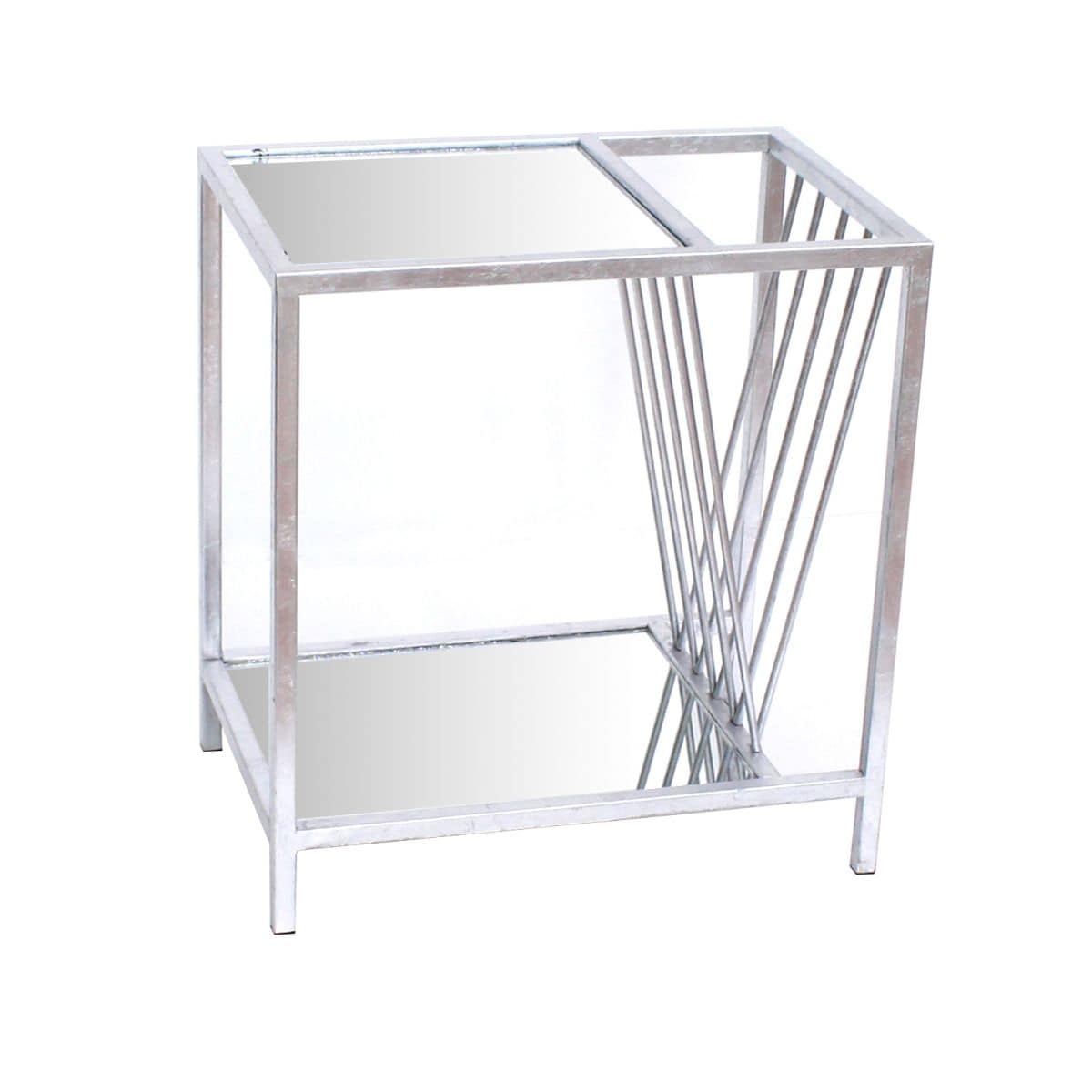 HomeRoots 274431 Mariana 15-in W x 24-in H Silver Metal Modern End Table Fully Assembled