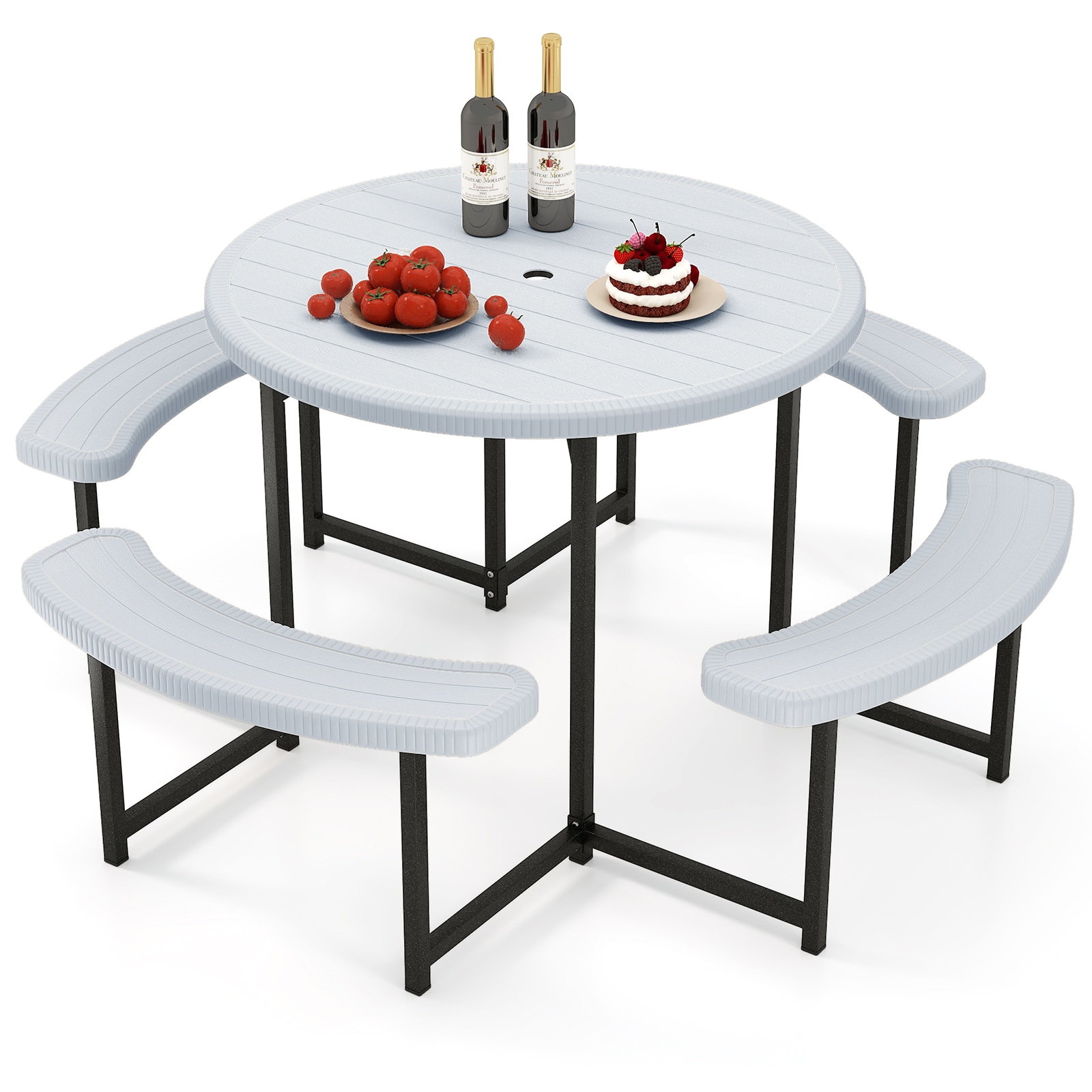  OD07WHNP121 37-in White Plastic Round Picnic Table