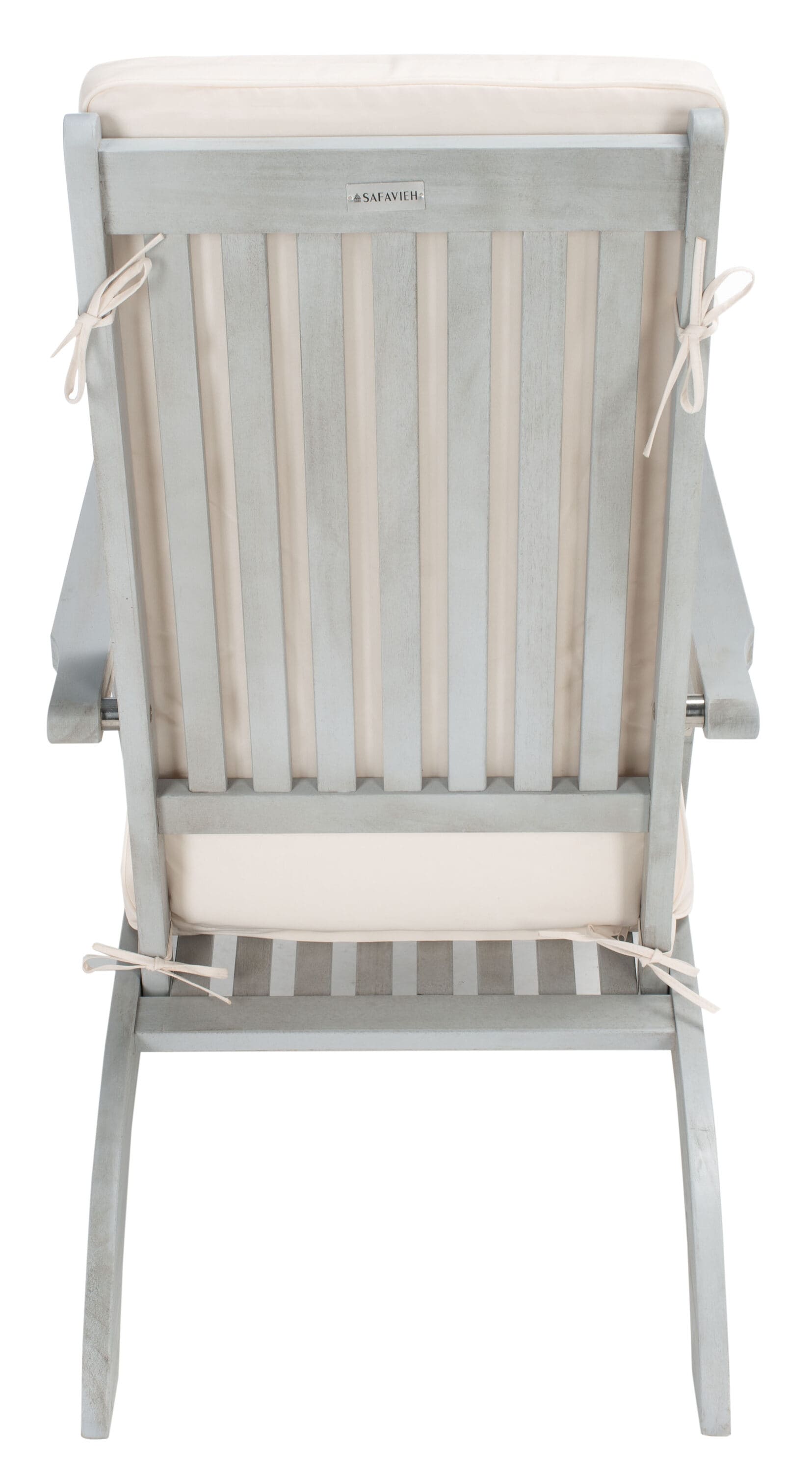 Safavieh PAT7015D Palmdale Gray Wood Frame Stationary Chaise Lounge Chair with Off-white Cushioned Seat