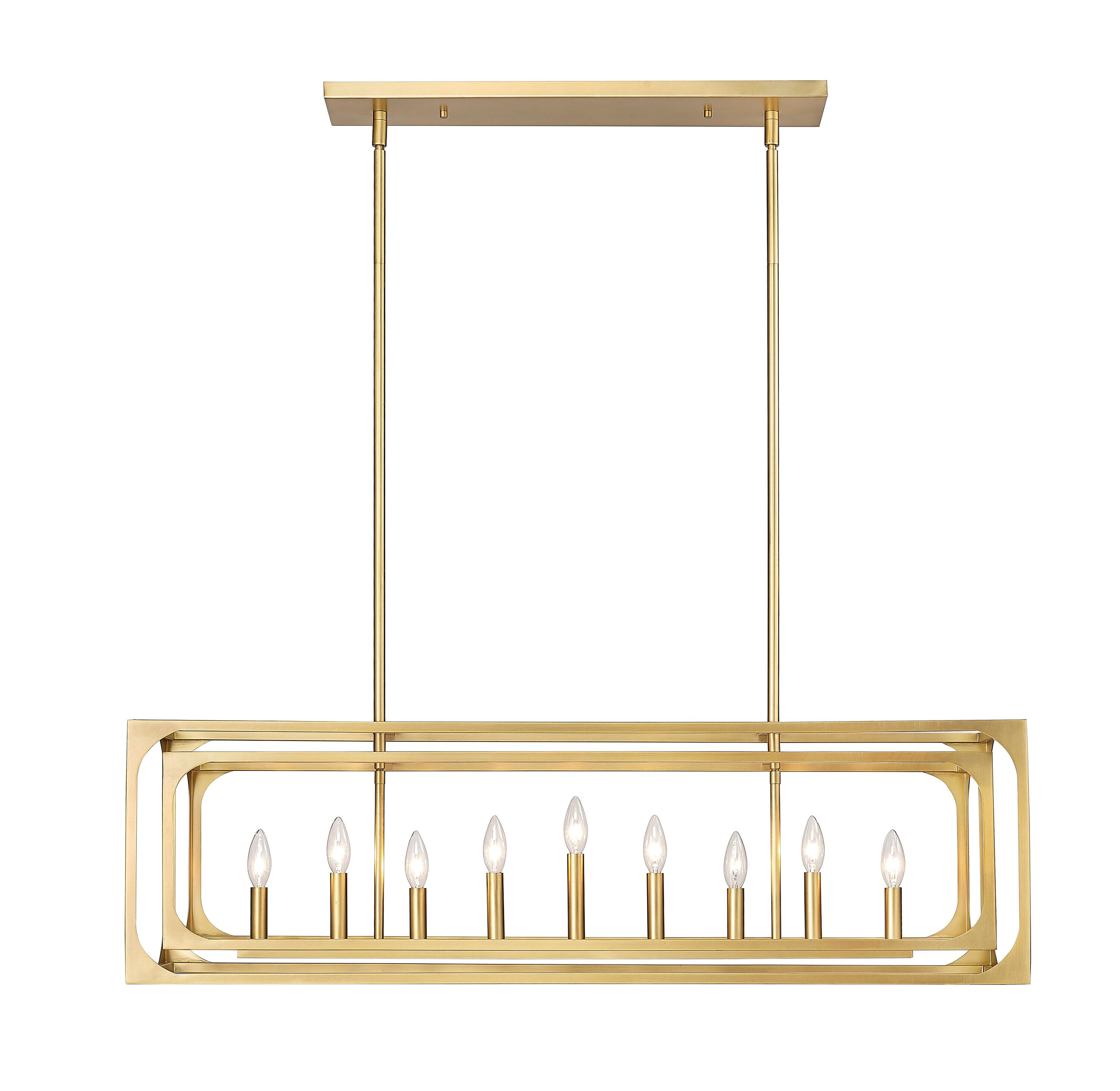 Easton 44'' Rubbed Brass 9-Light Linear Chandelier