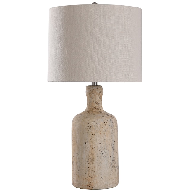 Way Table Lamp With Linen Shade, Cream Colored Ceramic Table Lamps
