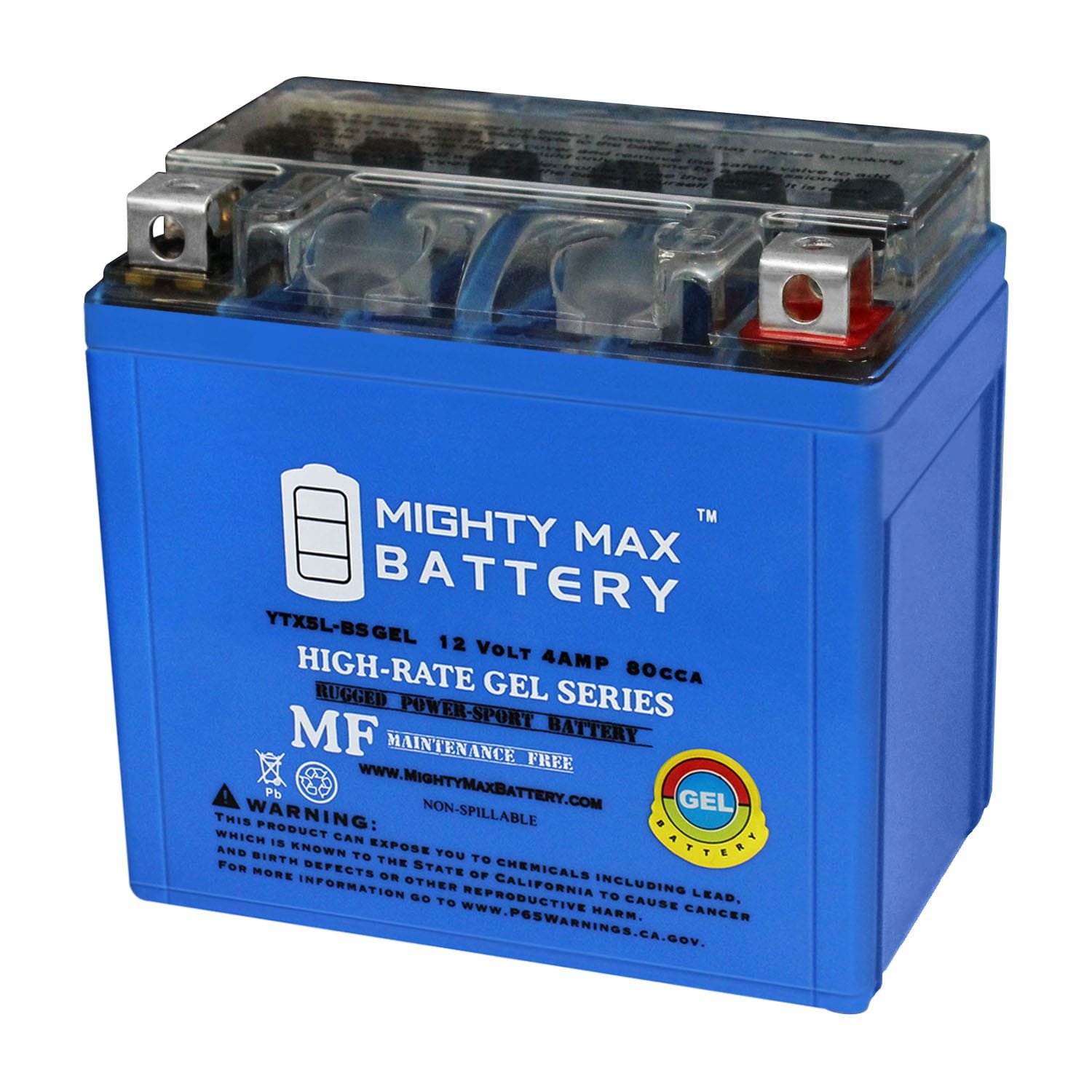 Mighty Max Battery YTX5L-BS GEL MOTORCYCLE SCOOTER FOR MG5L-BS ...