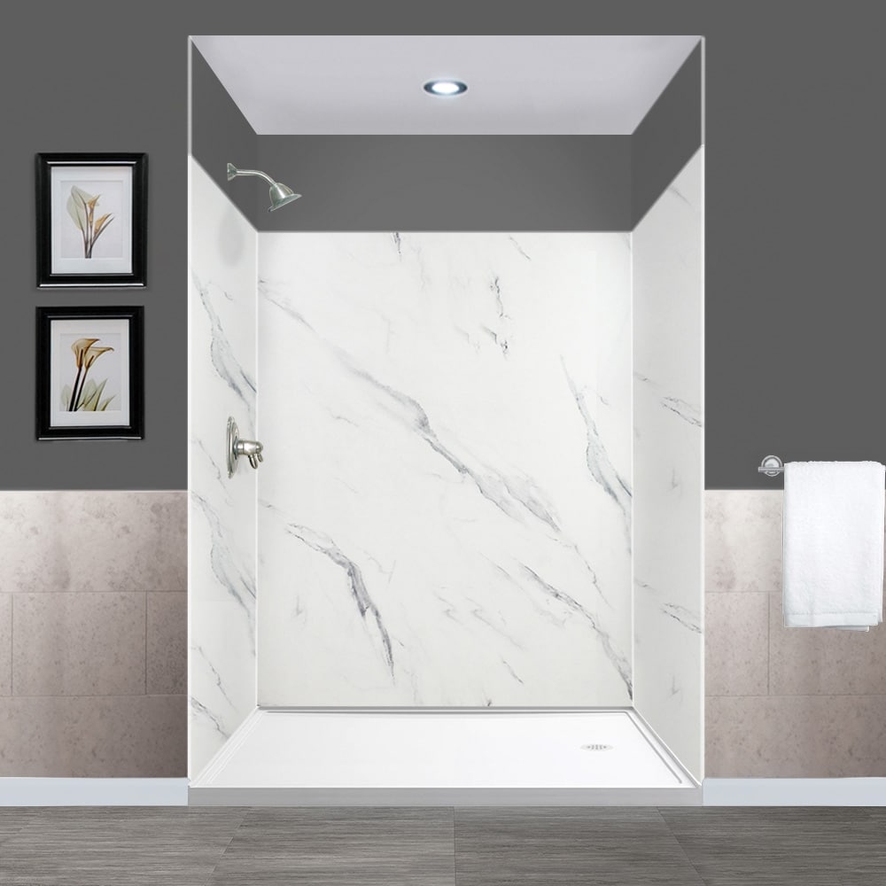 Transolid EWK606072-41 Expressions 60-in W x 60-in D x 72.0-in H Bianca 3.0 -Piece Glue Up Alcove Shower panel kit
