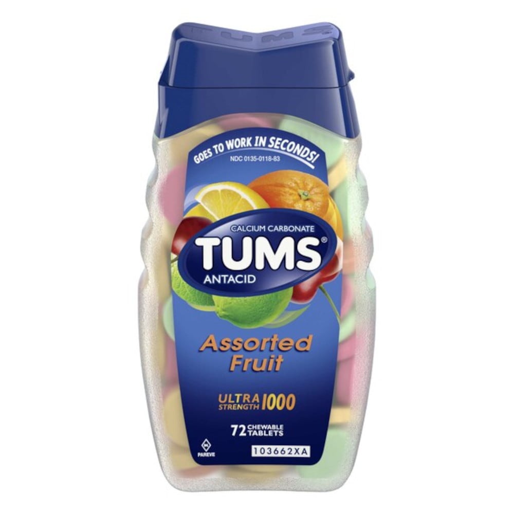 Tums 74565 Maximum Strength Assorted Flavor Chewable Antacid and Calcium Supplement Tablets 72-Count