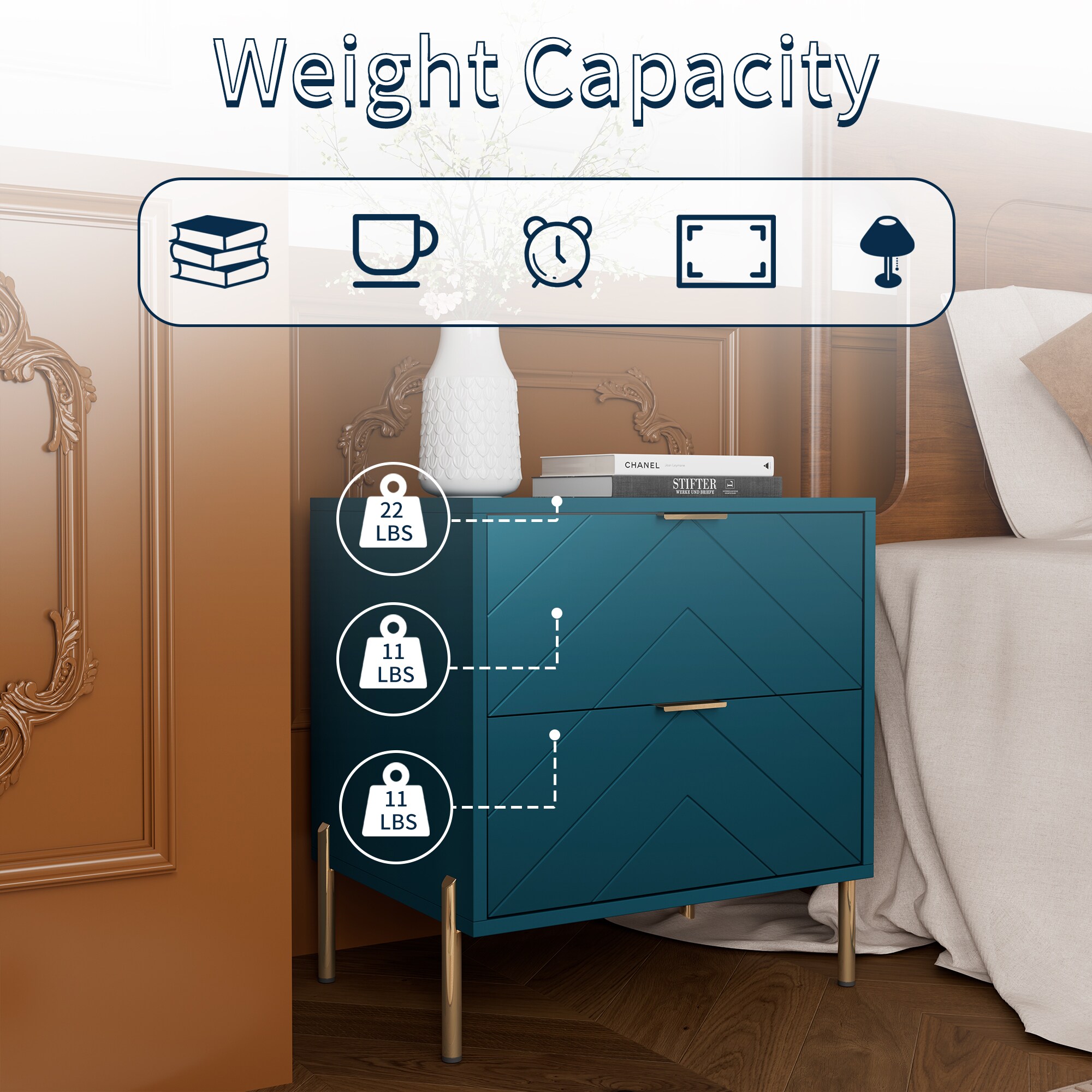 Clihome CL-CJ2C-GR nightstands - View #11