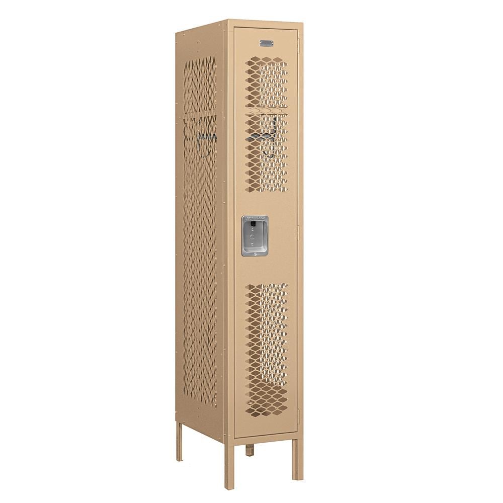 SALSBURY INDUSTRIES 71158TN-A 12-in Wide Single Tier Vented Metal Locker- 1 Wide- 5 -ft High- 18 -in Deep- Tan- Assembled