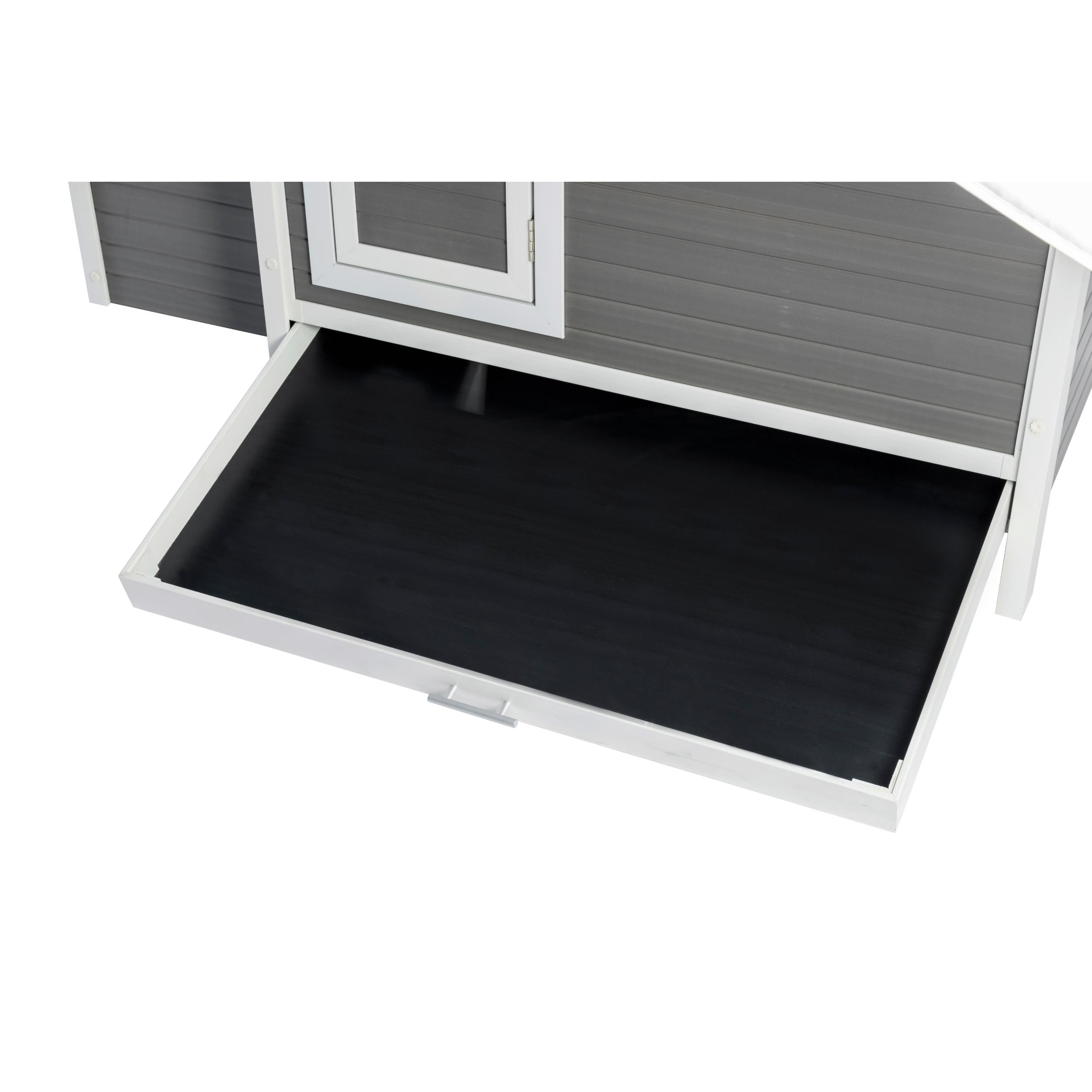 Gray and White ECOFLEX Outdoor Chicken Coop with Removable Tray