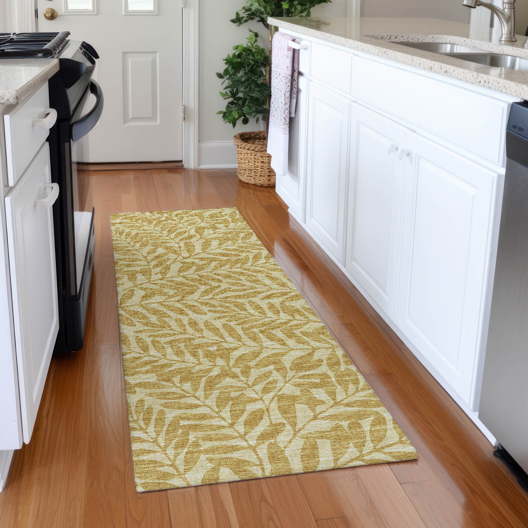 Addison Rugs AMF111GI2X8 Mayfield AMF111GI 2 x 7 (ft) Loomed Polyester Gilded Rectangular Indoor Abstract Machine washable Runner rug