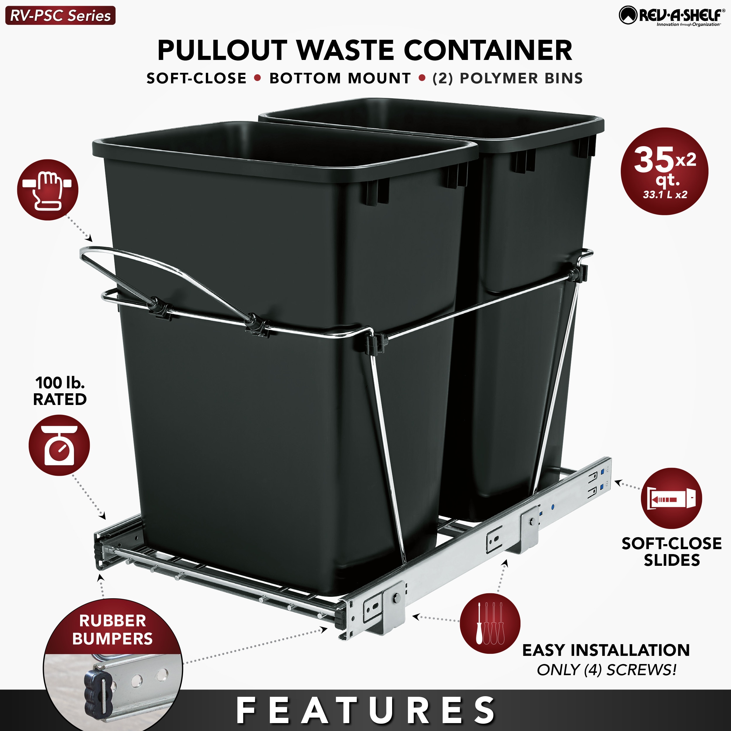 Simply Put 35-Quart Plastic Soft Close Pull Out Trash Can in the Pull Out  Trash Cans department at