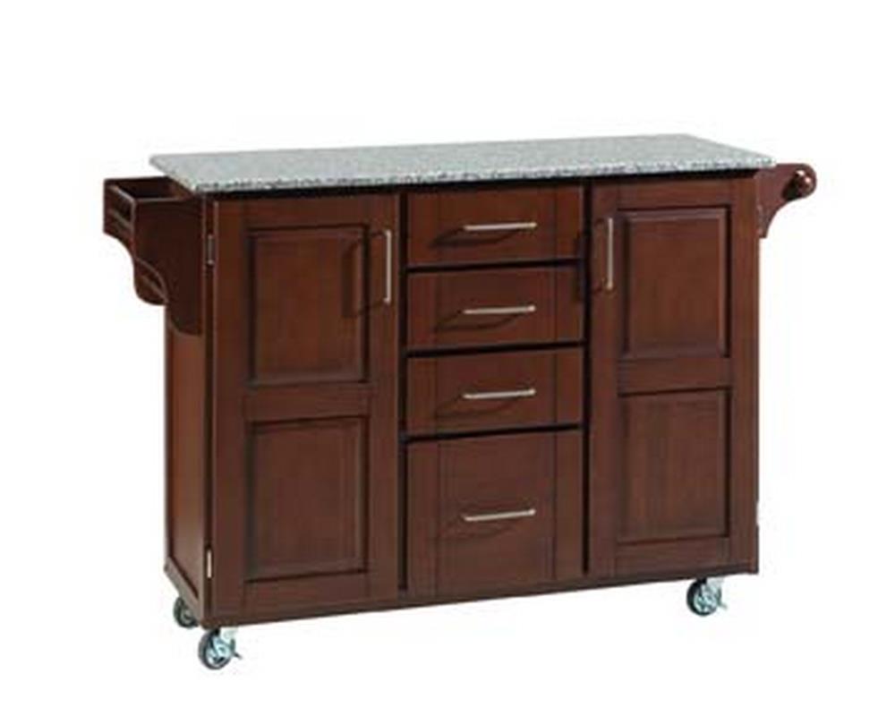 Home Styles Brown Wood Base with Granite Top Kitchen Cart (17.75-in x 48-in x 35.5-in)