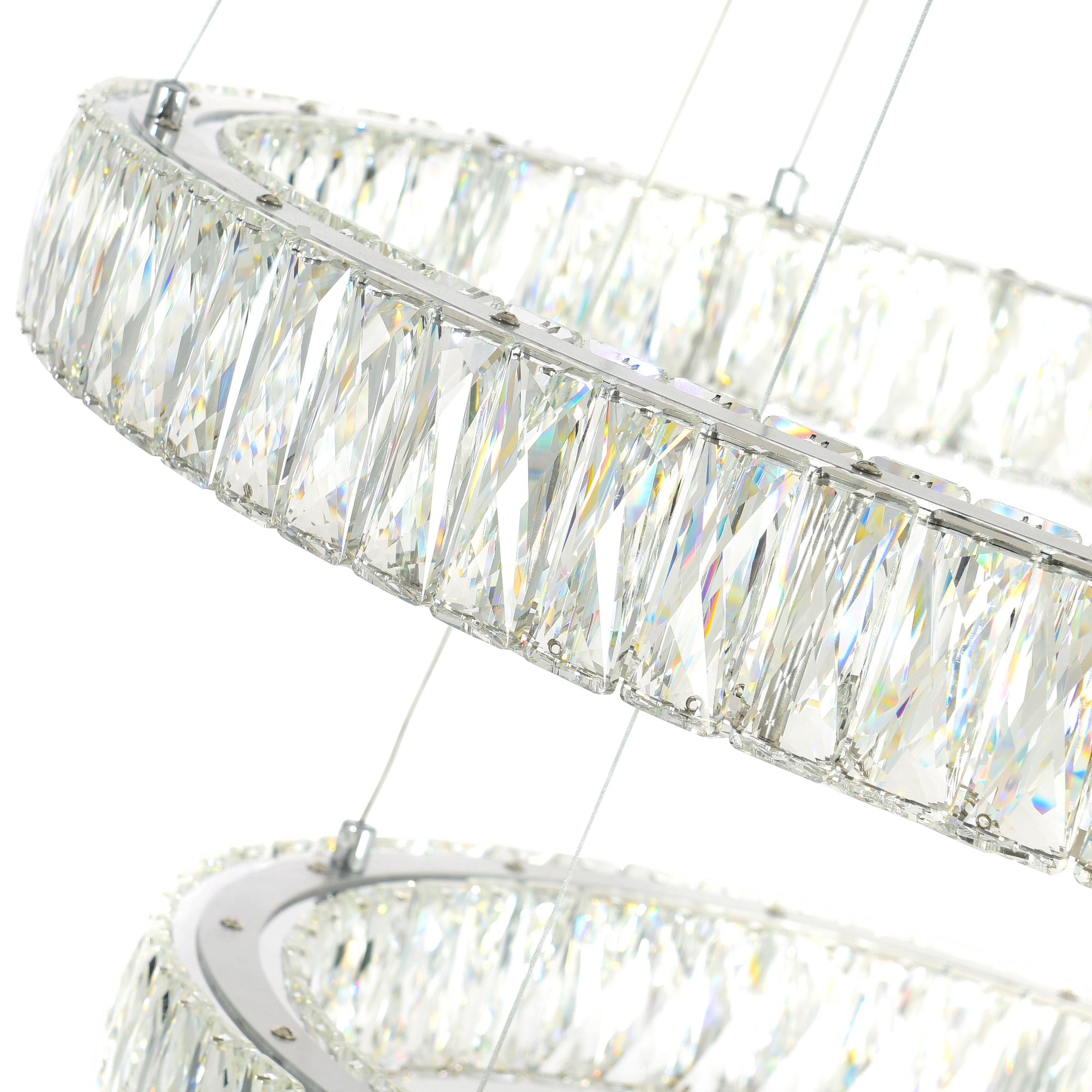 Madeline Chrome 24" LED Crystal Chandelier with Adjustable Height
