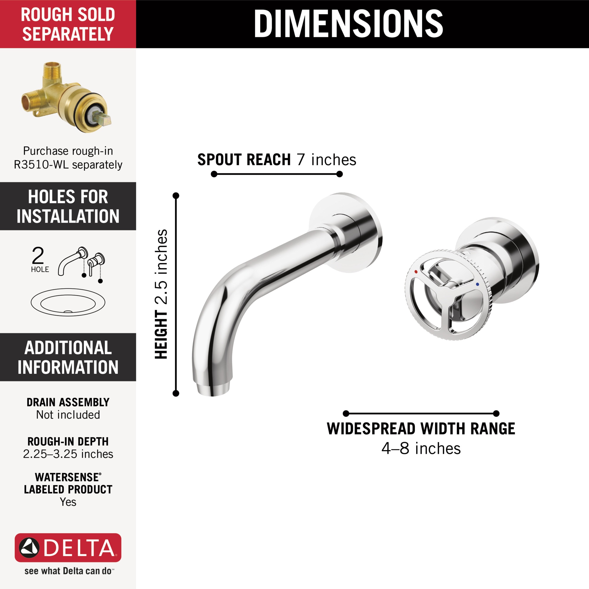 Chrome Wall Mounted Modern Brass Bathroom Faucet