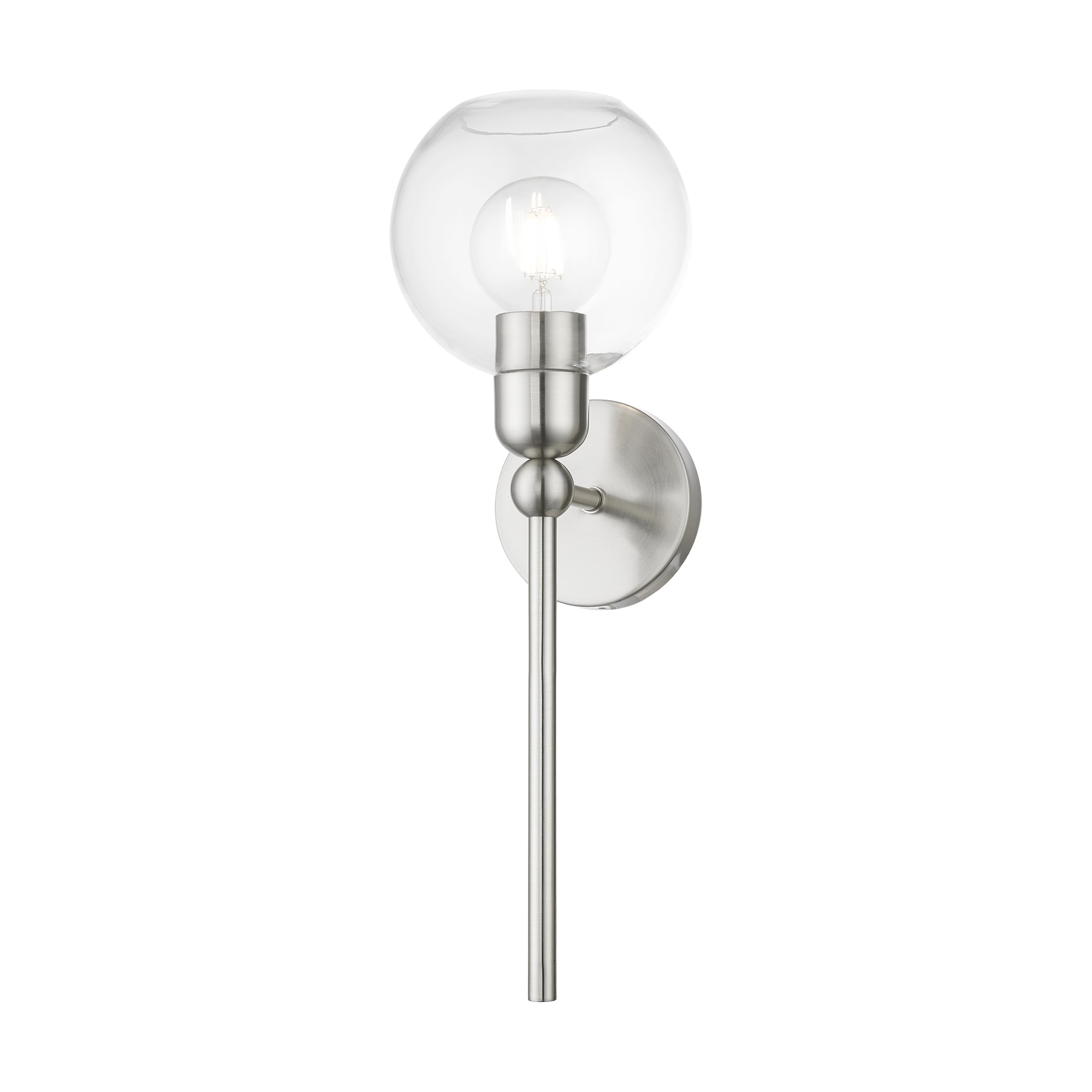 Downtown Elegance Brushed Nickel Wall Sconce with Clear Glass Shade