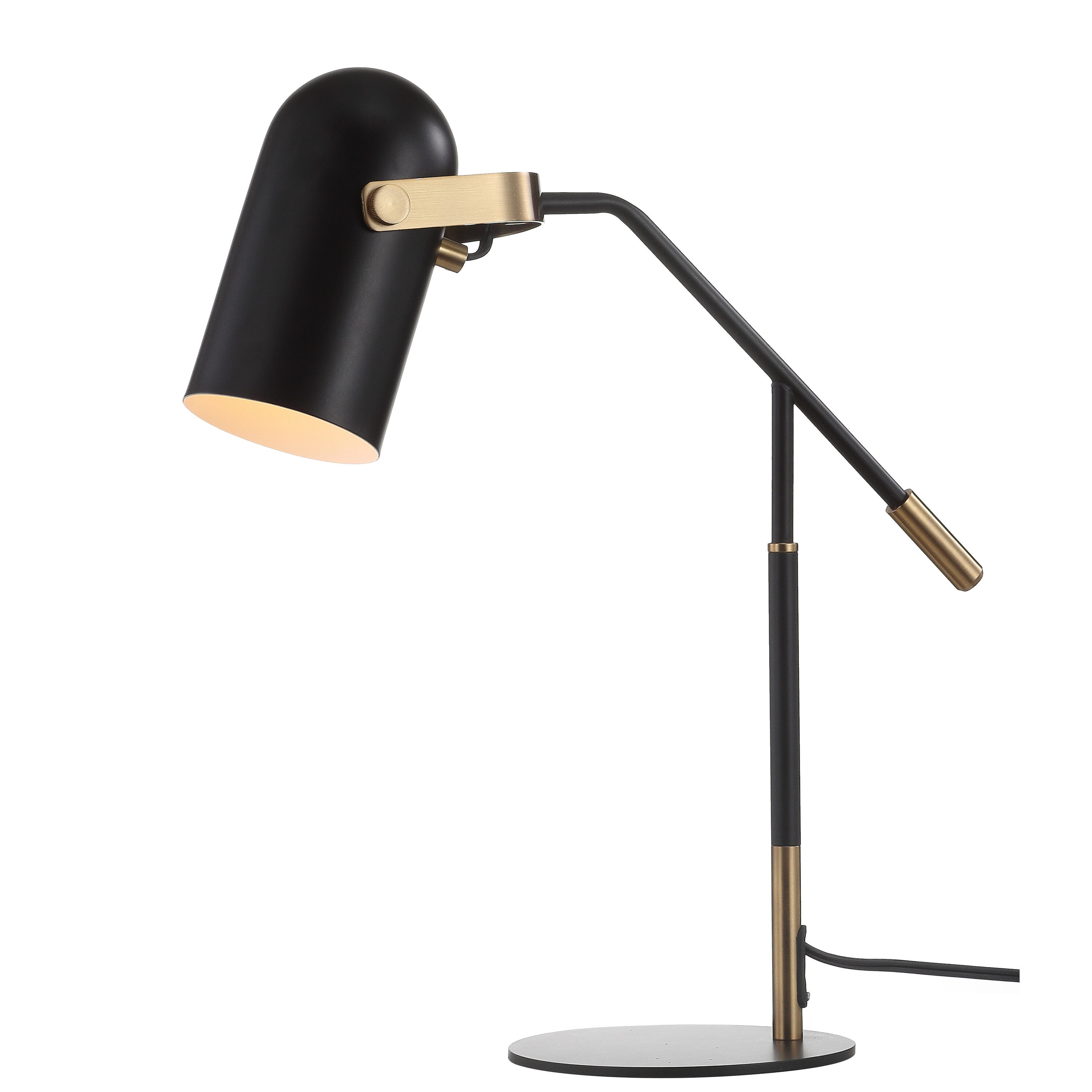 KAWOTI 65 in. Adjustable Black and Brass Metal Floor Lamp with