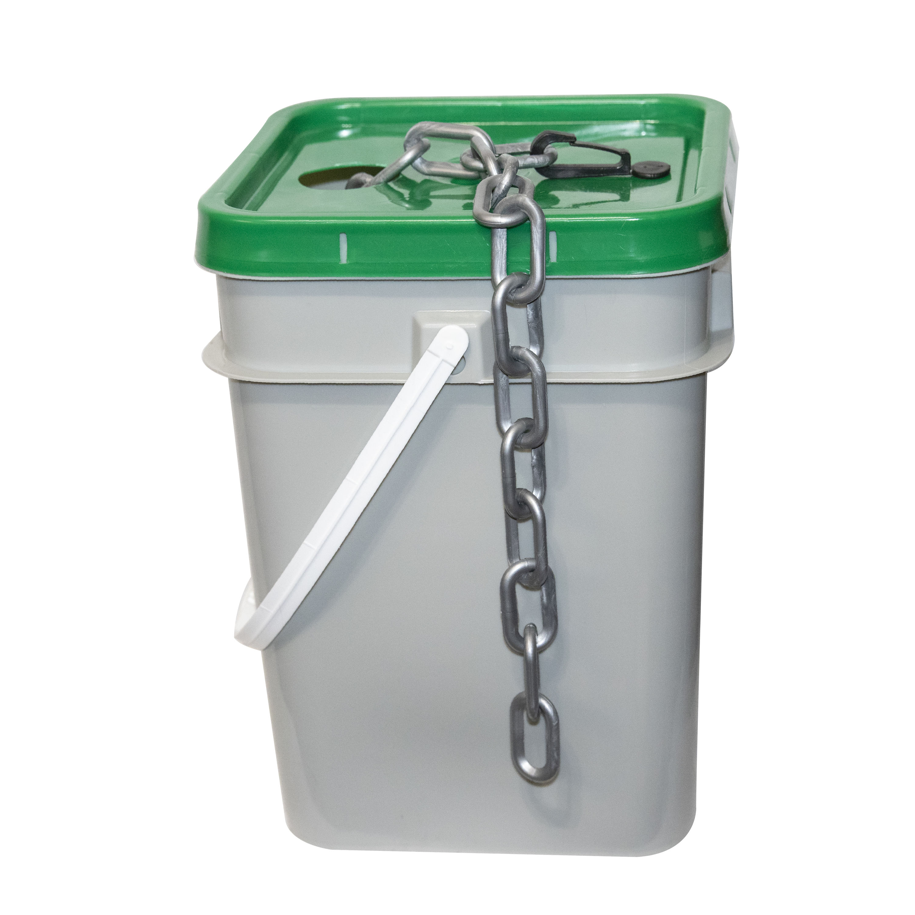 Mr. Chain 51008-P 2 In. (54Mm) X 120 Ft. Silver Heavy Duty Plastic Barrier Chain In A Pail